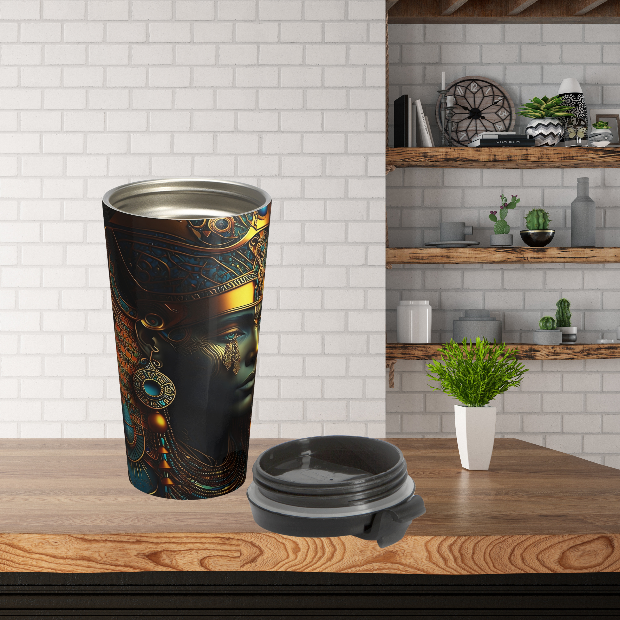 Pharaoh Portrait Stained Steel Mug