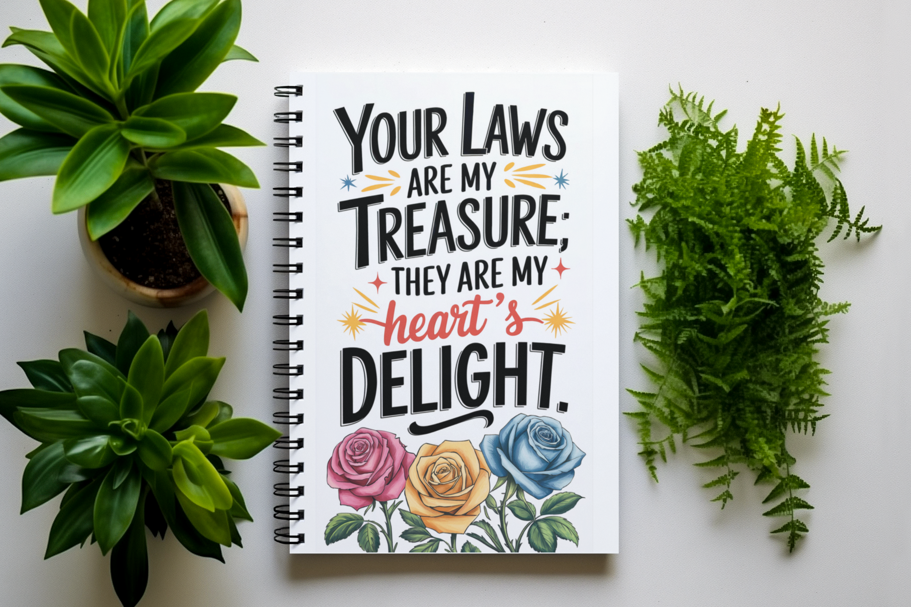 Your Laws Are My Treasure Scripture Notebook, Faith-Inspired Spiral Journal for Women product thumbnail image Your Laws Are My Treasure Scripture Notebook, Faith-Inspired Spiral Journal for Women product thumbnail image