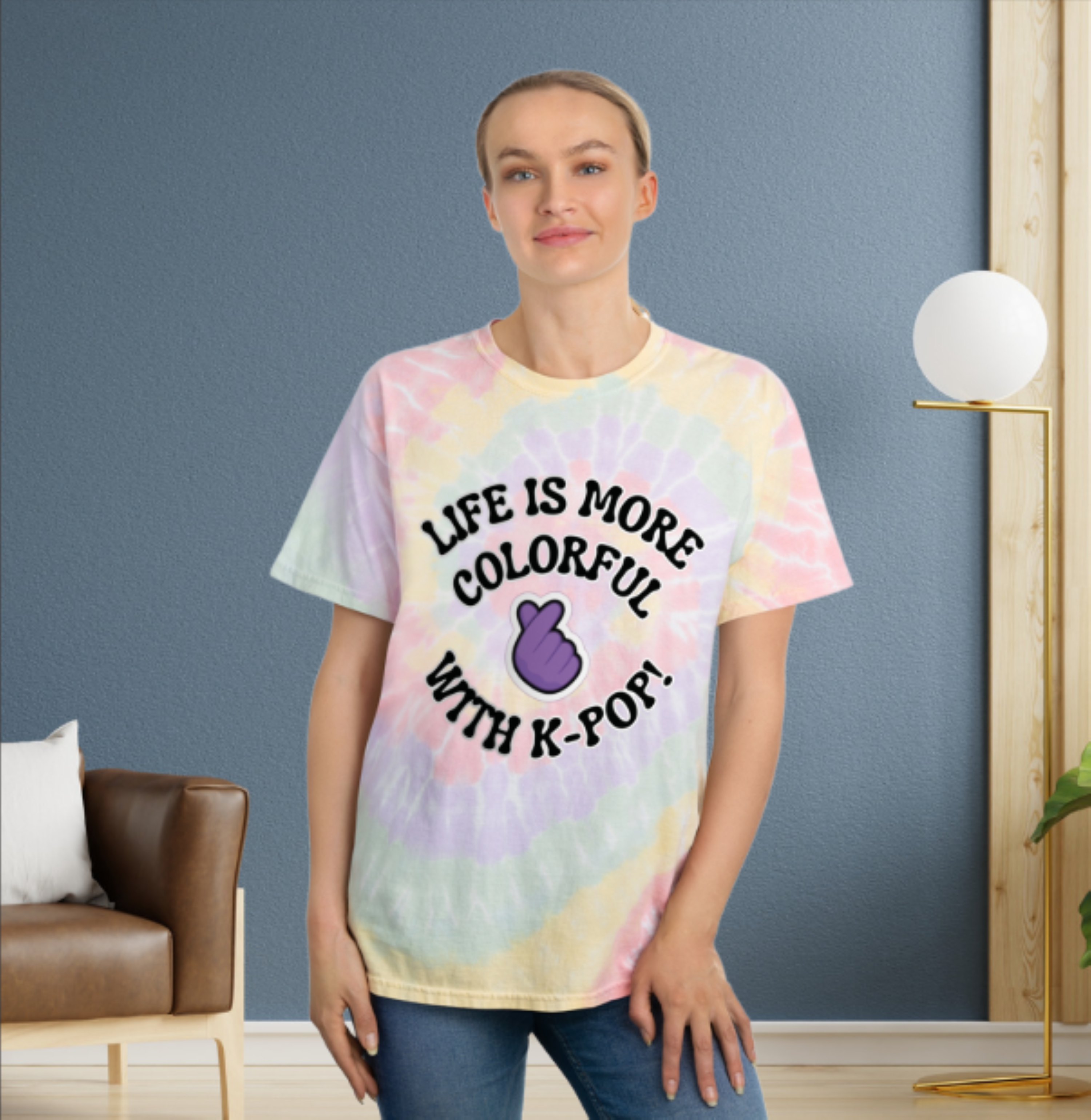 Life is More Colorful with K-Pop Tie-Dye Tee Adult product thumbnail image Life is More Colorful with K-Pop Tie-Dye Tee Adult product thumbnail image