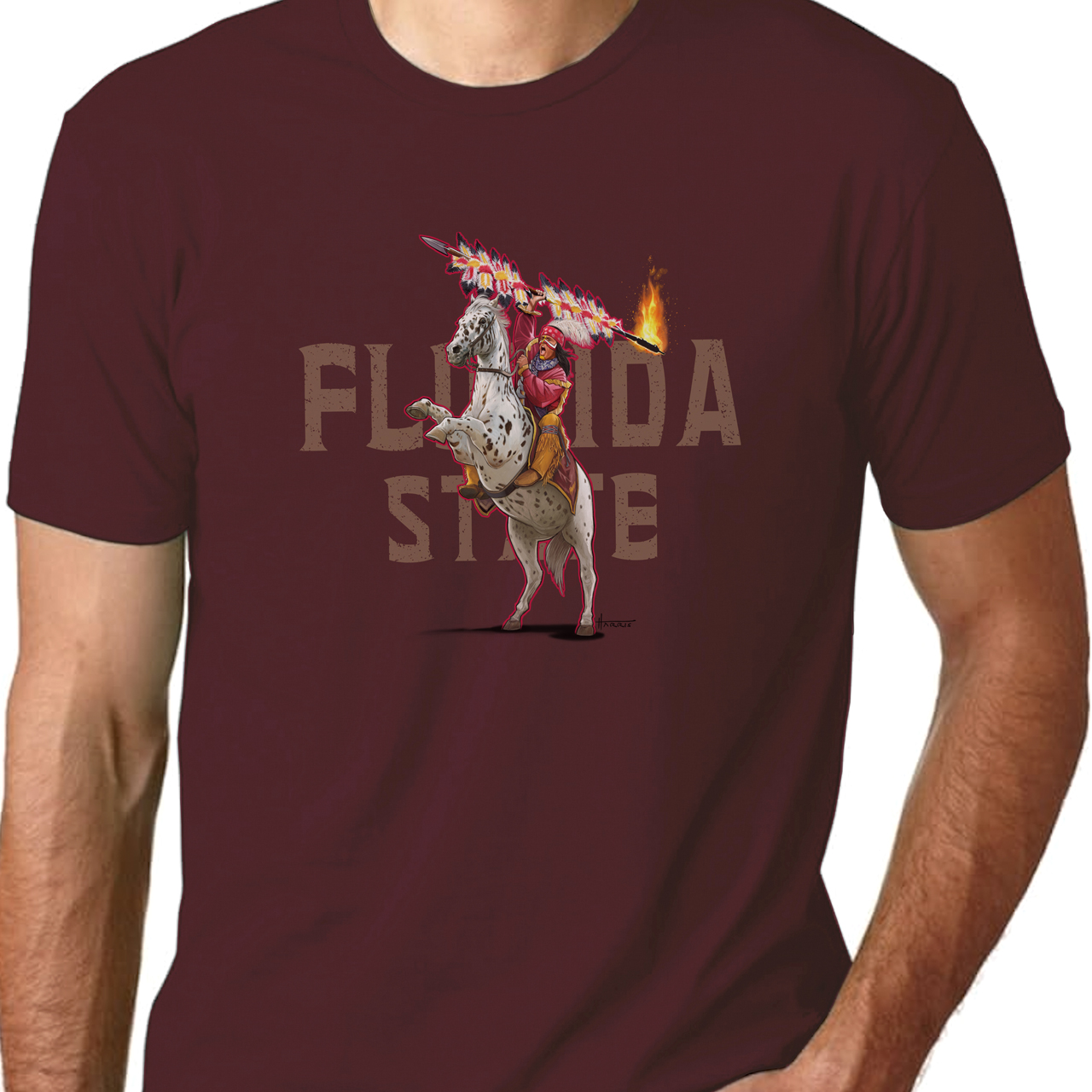 FSU Florida State Seminoles Chief Osceola Unisex Cotton Crew Tee FSU Florida State Seminoles Chief Osceola Unisex Cotton Crew Tee