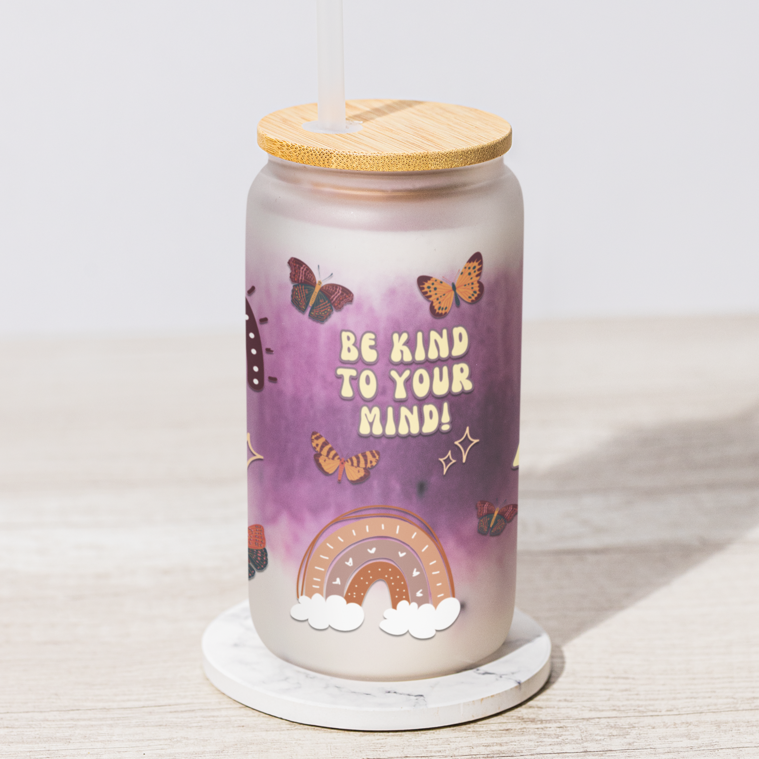 Boho Rainbow Glass Tumbler – Stylish and Functional, Mindfulness Inspirational Glass Sipper for Women product thumbnail image Boho Rainbow Glass Tumbler – Stylish and Functional, Mindfulness Inspirational Glass Sipper for Women product thumbnail image