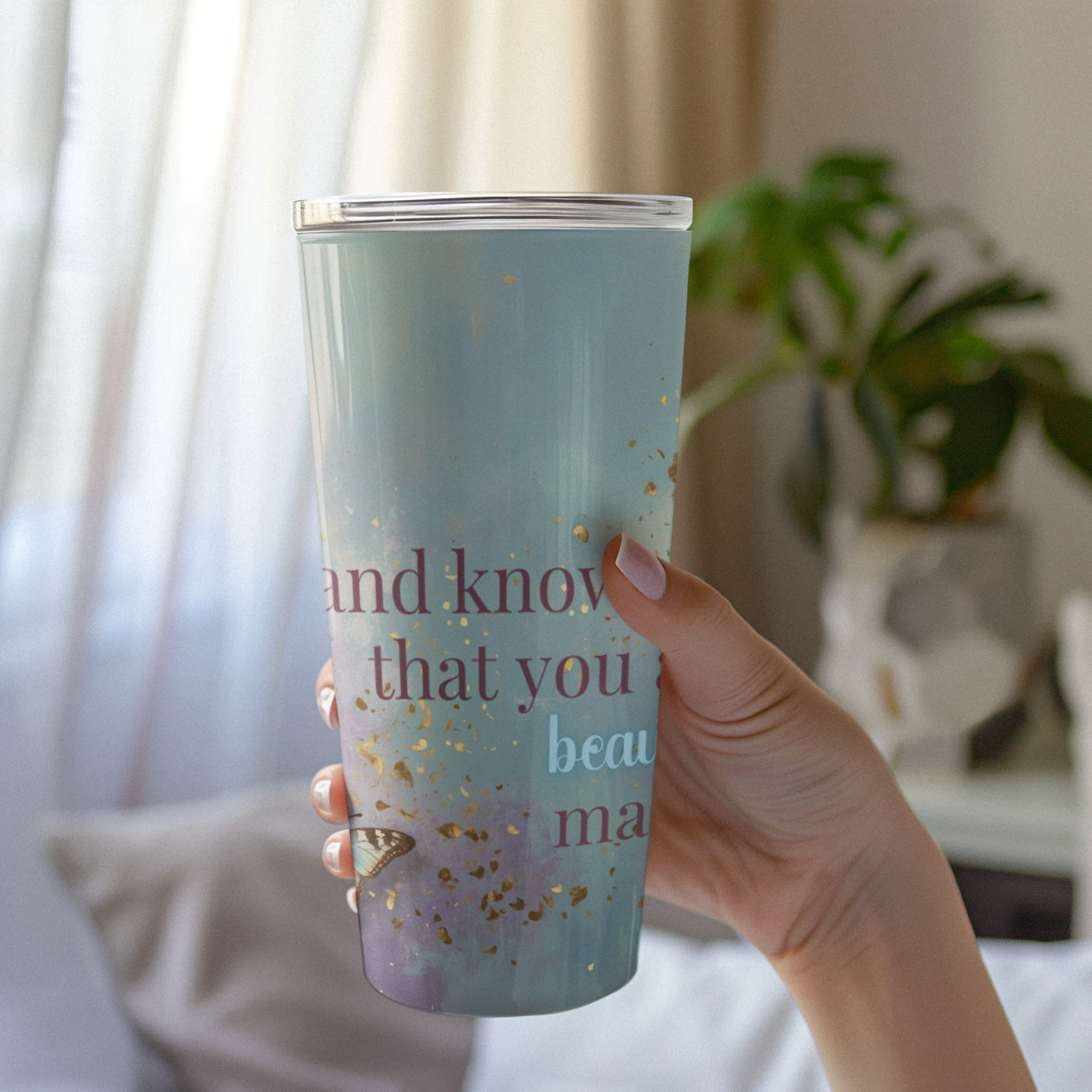 Elegant Butterfly &amp; Floral 20oz Insulated Tumbler – Inspirational Quote, Keeps Drinks Hot or Cold product thumbnail image