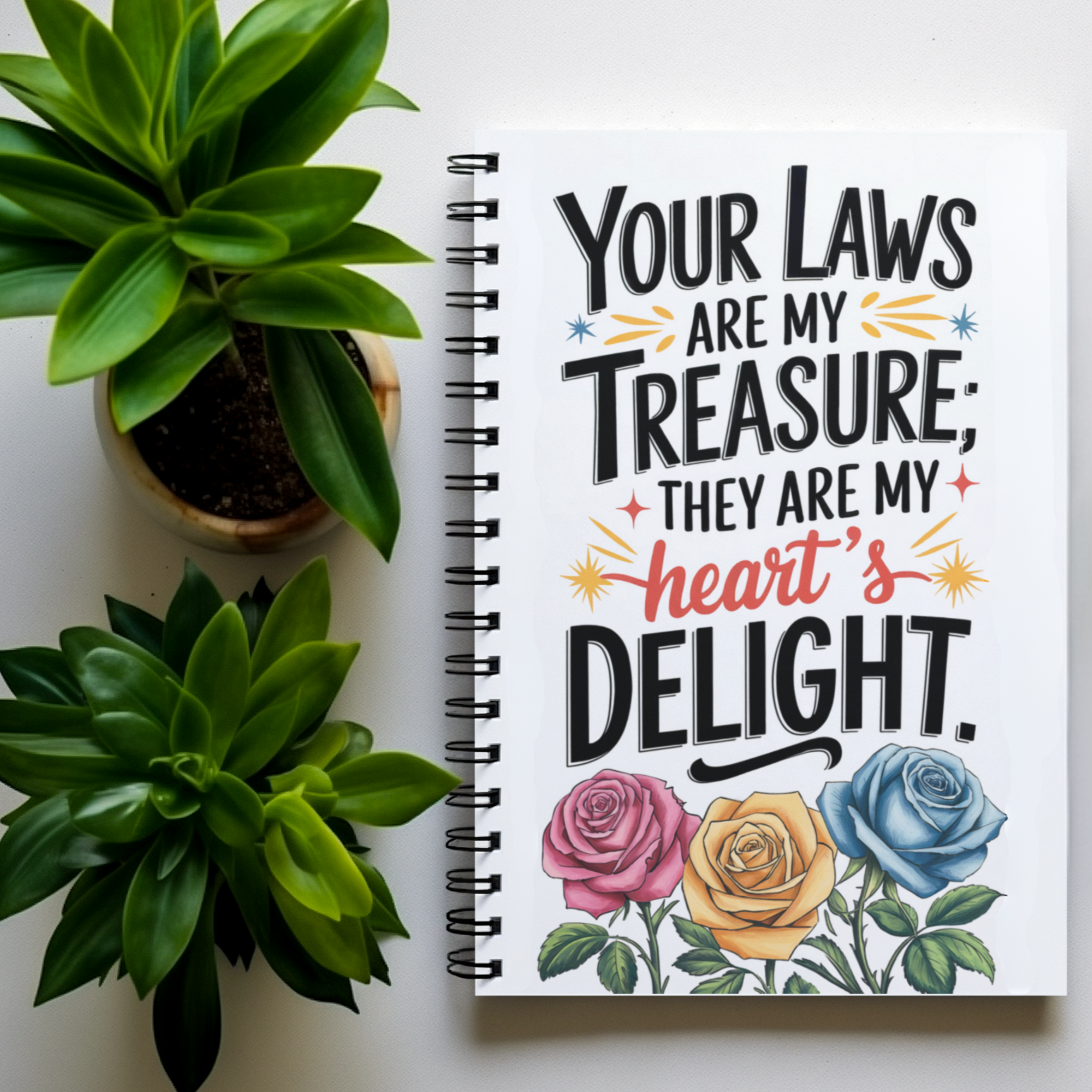 Your Laws Are My Treasure Scripture Notebook, Faith-Inspired Spiral Journal for Women product thumbnail image
