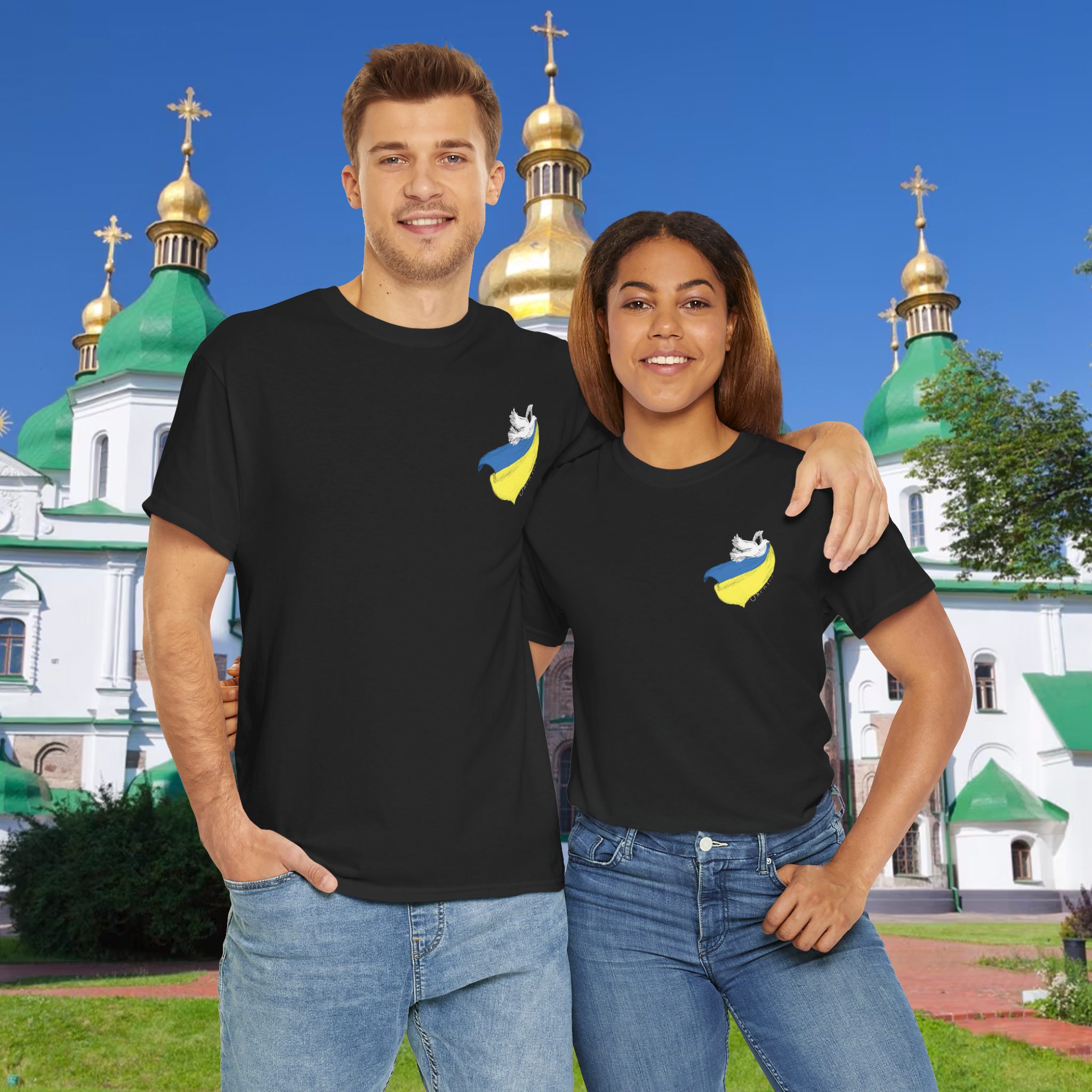 Dove of Peace Tee – Ukrainian Flag Dove Design Unisex Cotton T-Shirt, Unisex Heavy Cotton Tee – Express Delivery available product thumbnail image Dove of Peace Tee – Ukrainian Flag Dove Design Unisex Cotton T-Shirt, Unisex Heavy Cotton Tee – Express Delivery available product thumbnail image