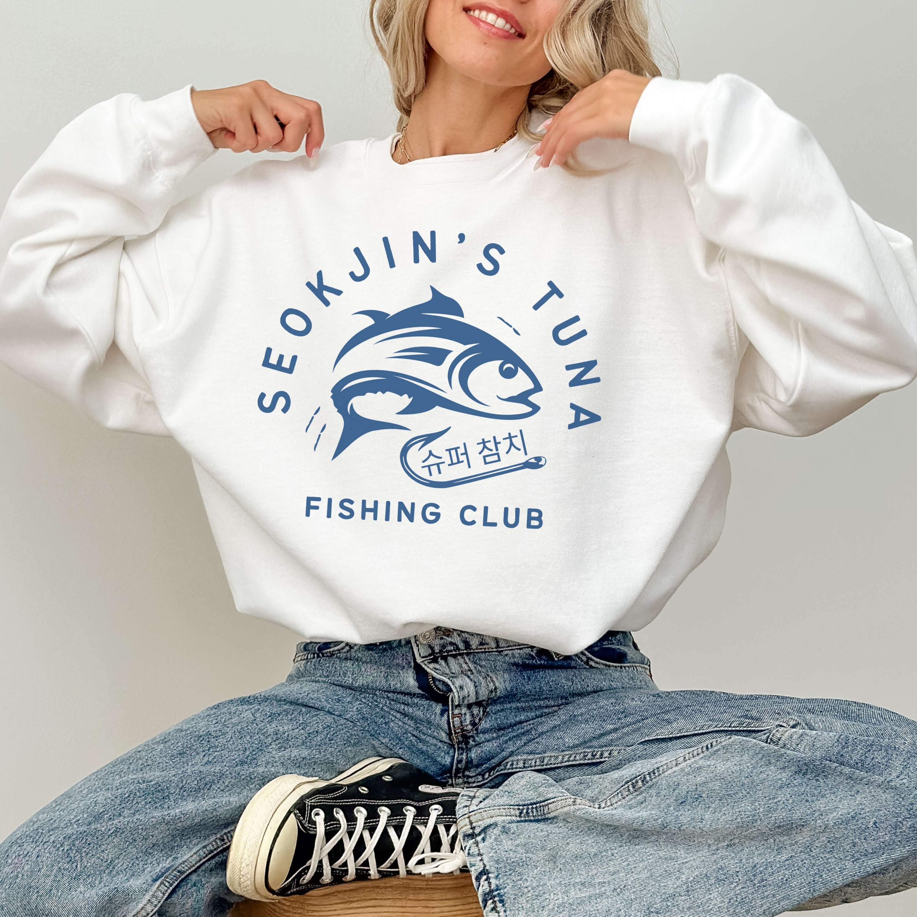 Jin Super Tuna UNISEX Sweatshirt, Designed for Army by Army product thumbnail image Jin Super Tuna UNISEX Sweatshirt, Designed for Army by Army product thumbnail image