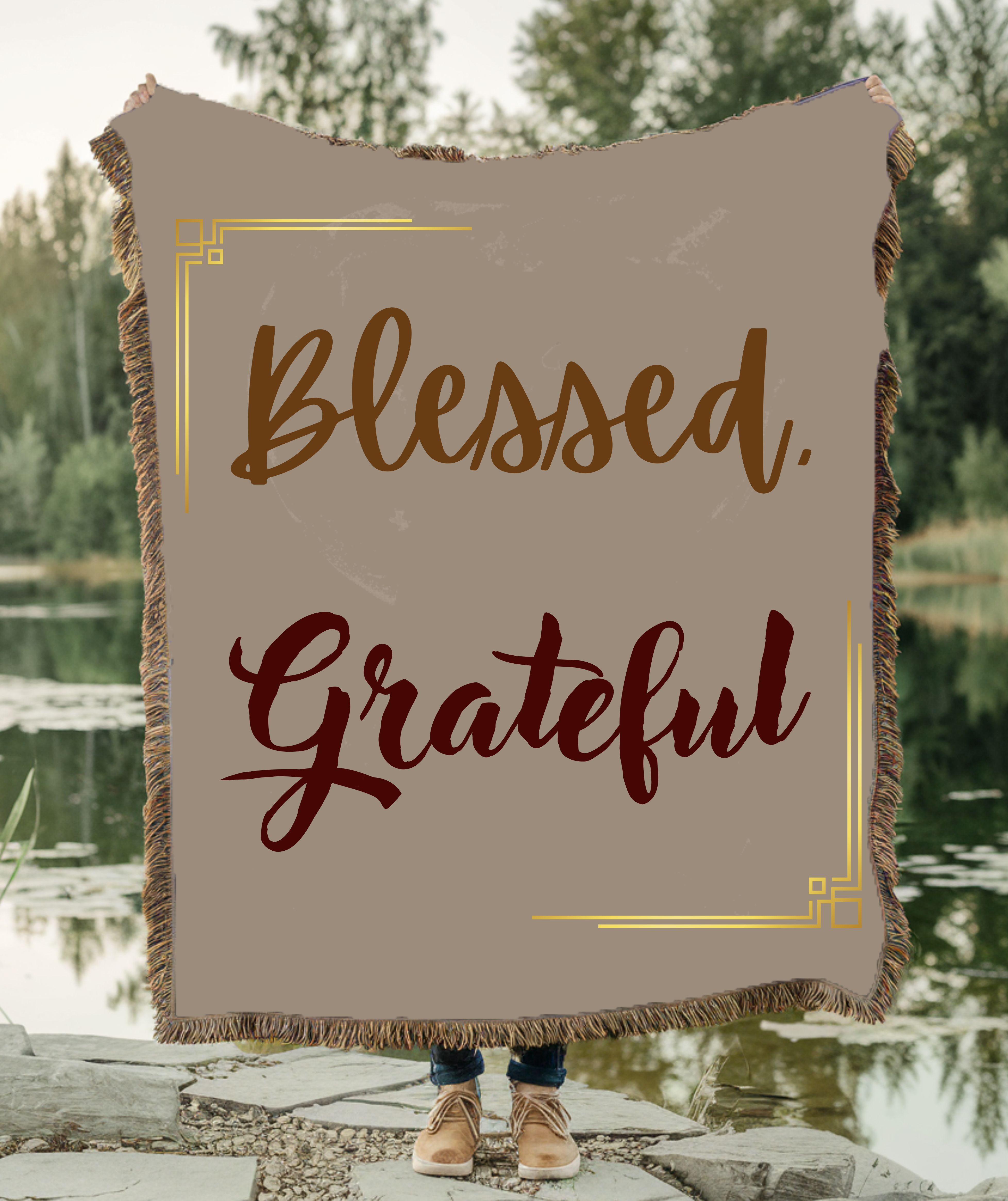 Woven Blanket - Blessed and Grateful Home Decor product thumbnail image