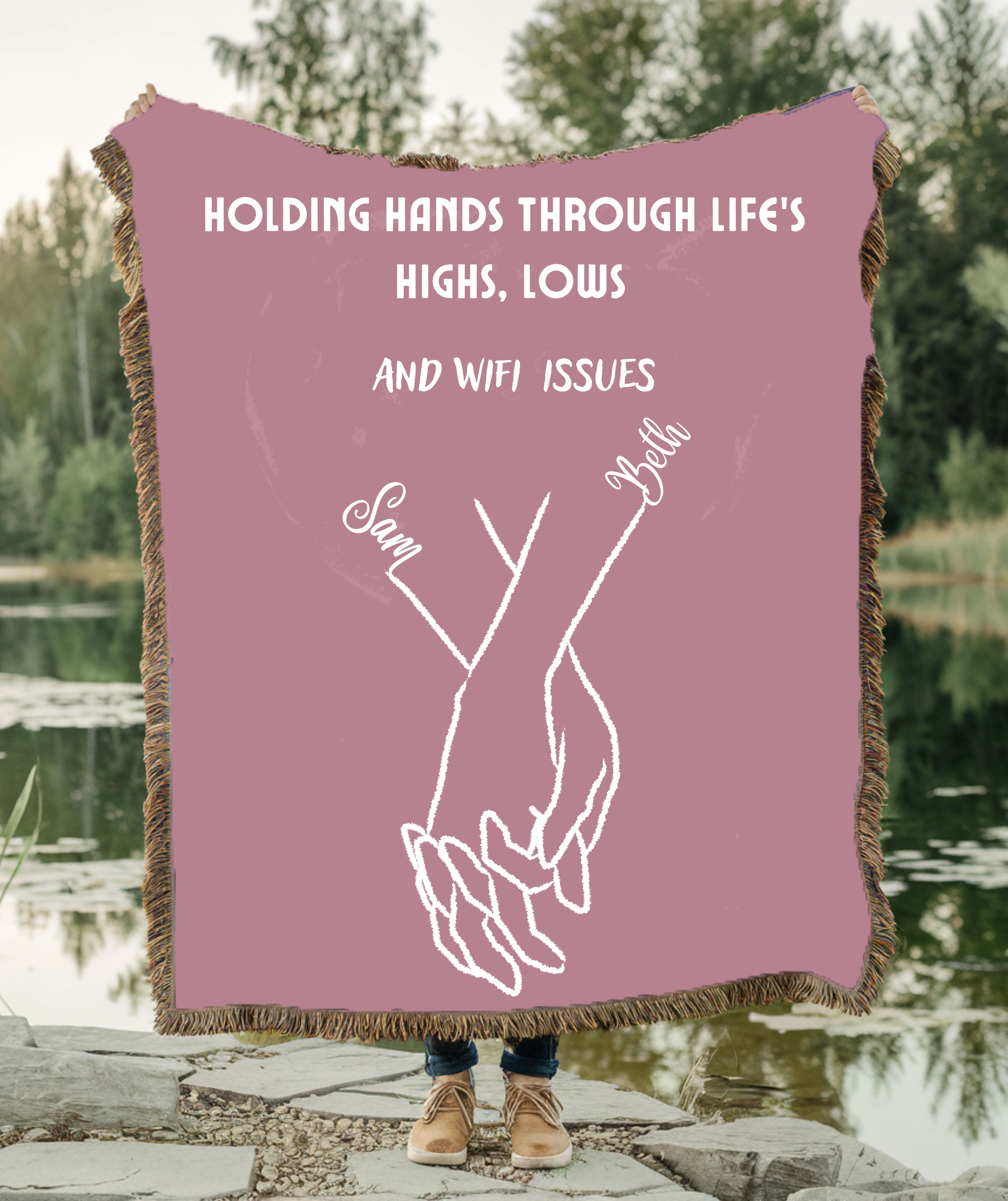 Christian Love PUN Woven Blanket - Custom Names