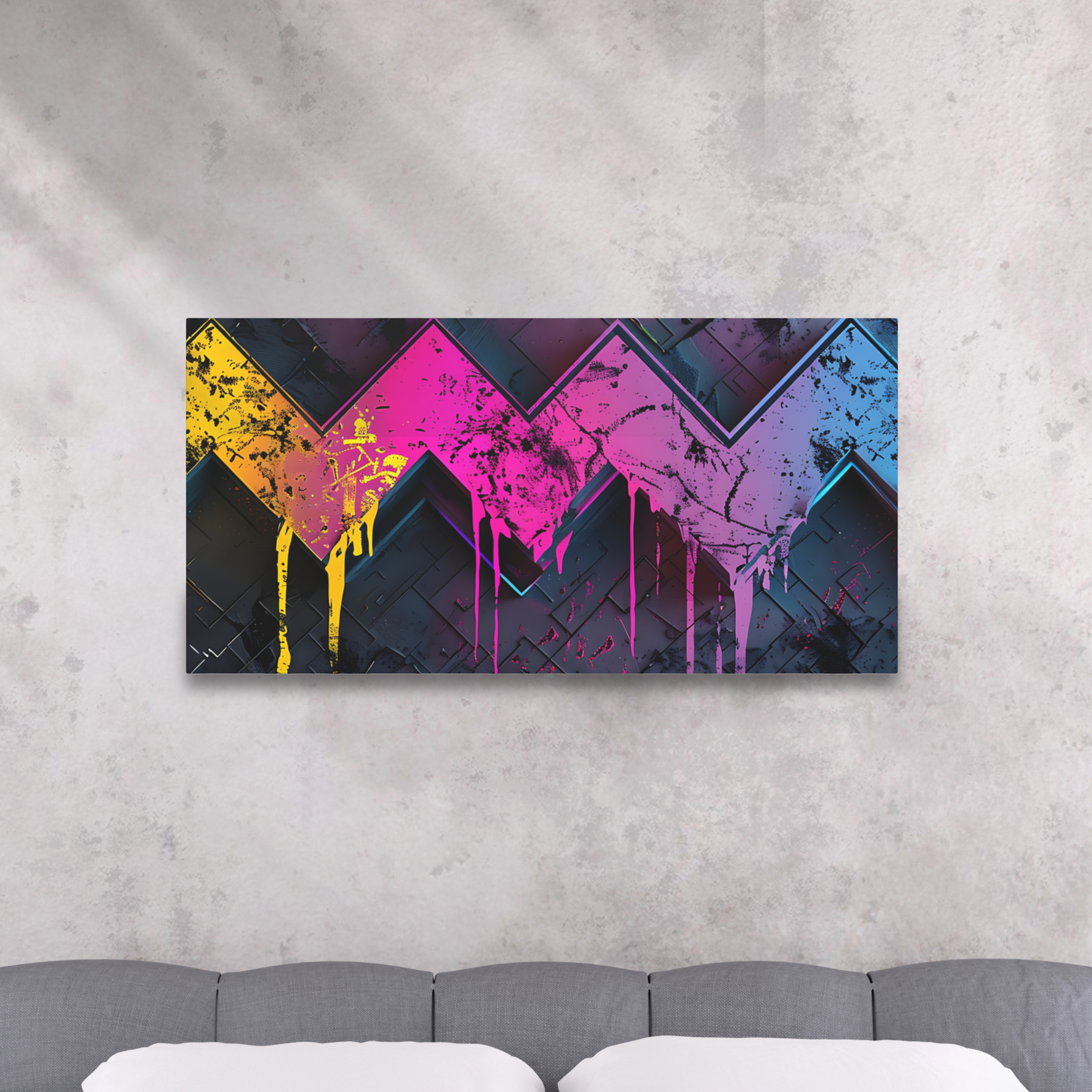 Dripping Neon Chevron Modern Art Canvas product thumbnail image Dripping Neon Chevron Modern Art Canvas product thumbnail image