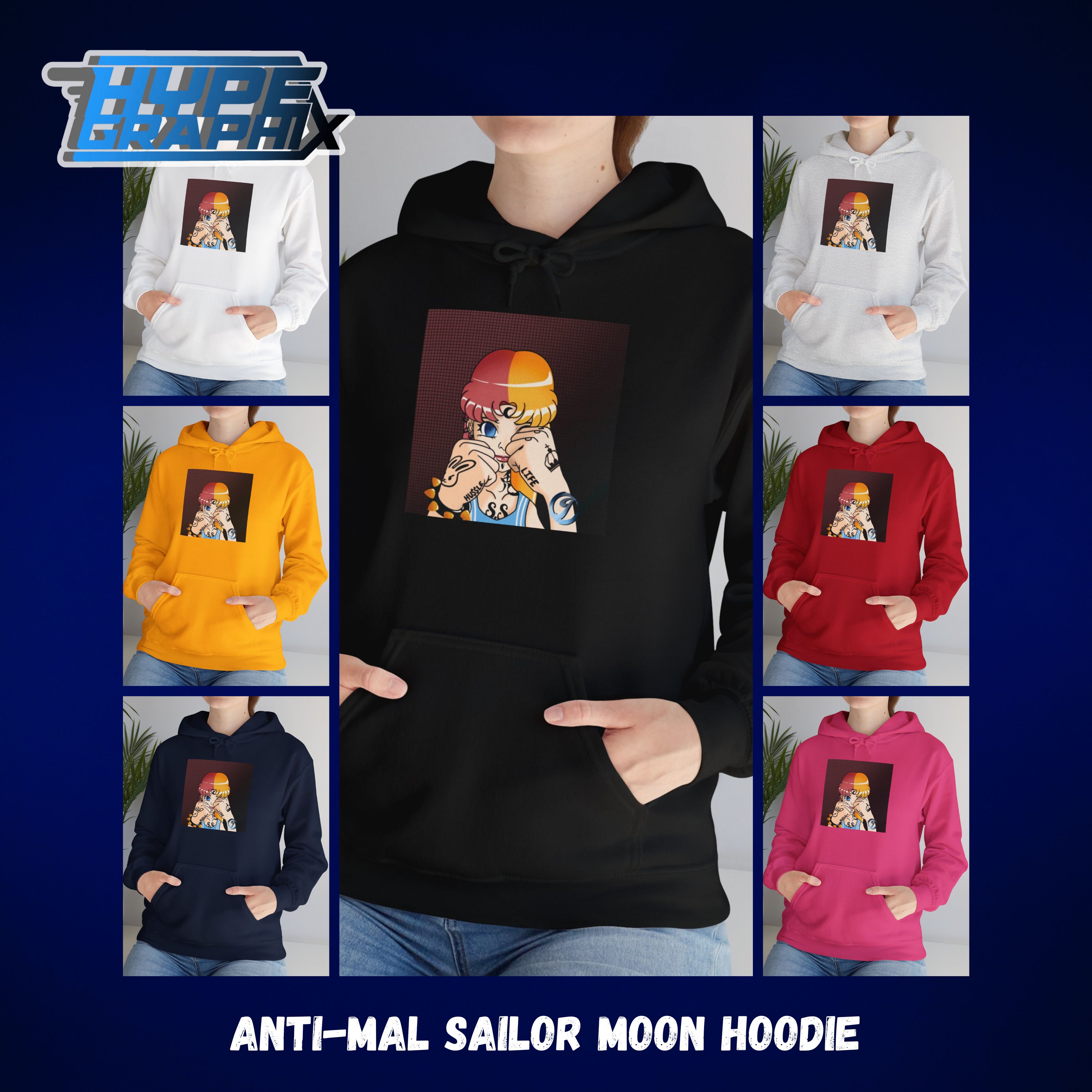 Anti-Mal Sailor Moon Unisex Heavy Blend™ Hooded Sweatshirt