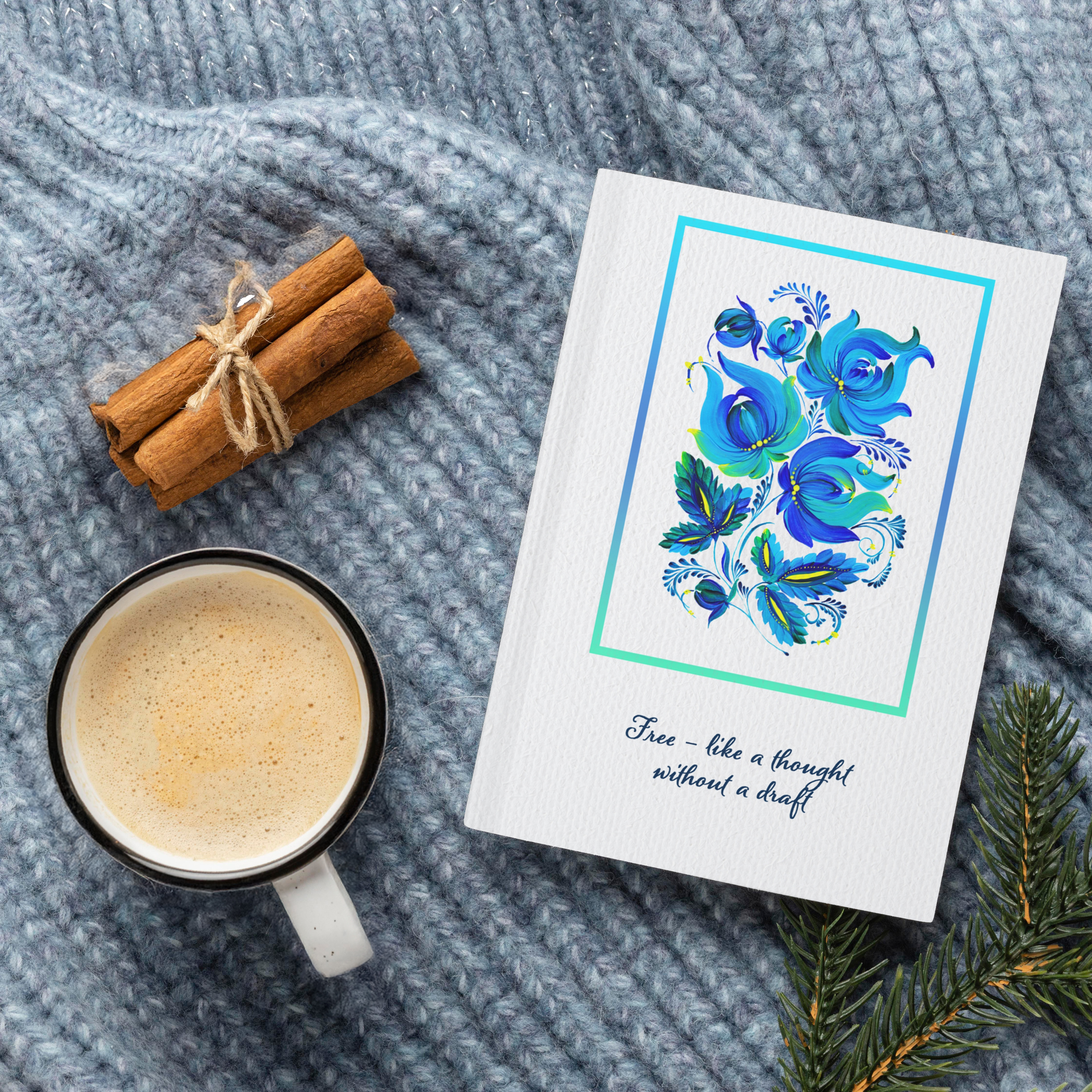 Frosty Flowers Hardcover Journal – "Free - like a thought without a draft" product thumbnail image Frosty Flowers Hardcover Journal – "Free - like a thought without a draft" product thumbnail image