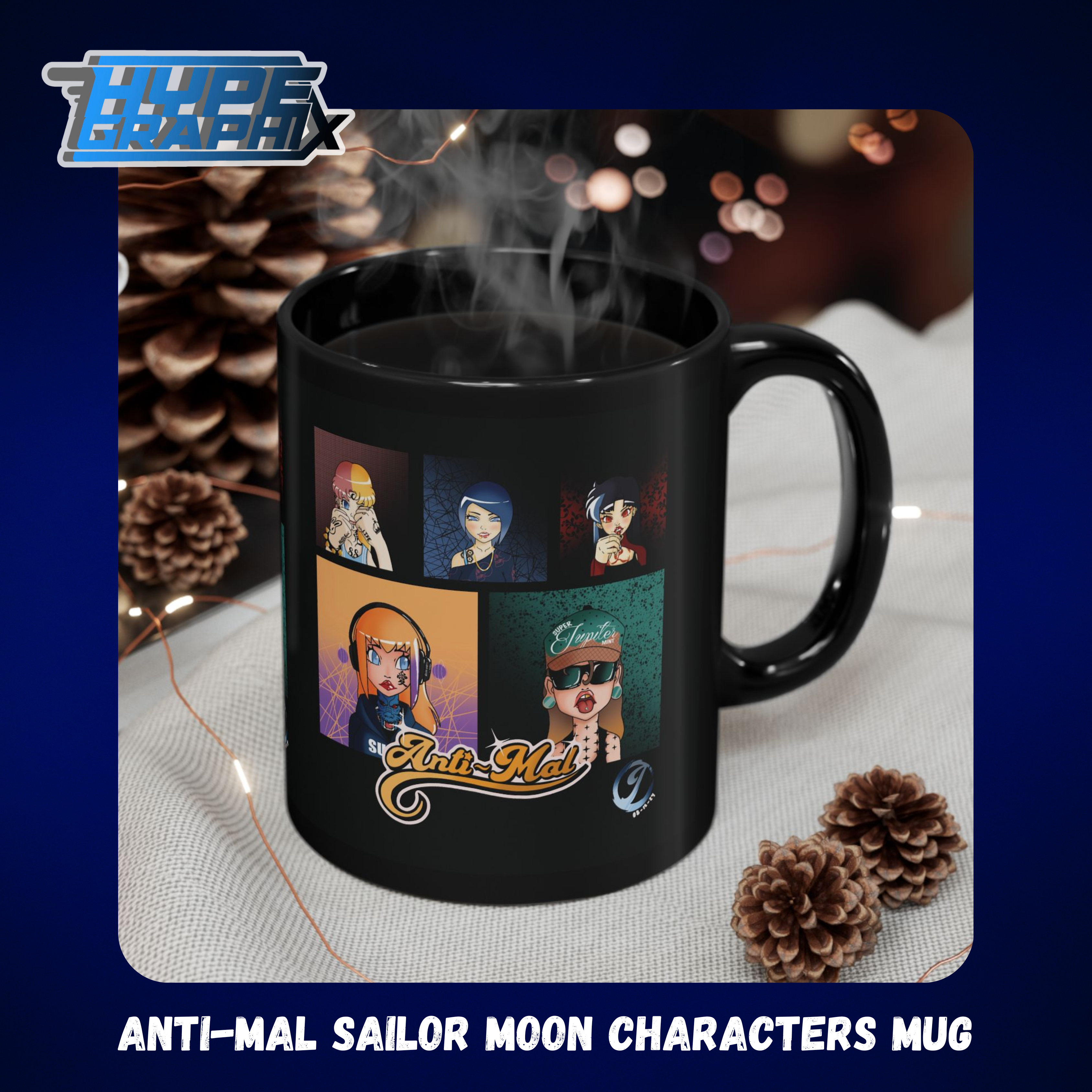 Anti-Mal Sailormoon Character Black Mug (11oz, 15oz) product thumbnail image