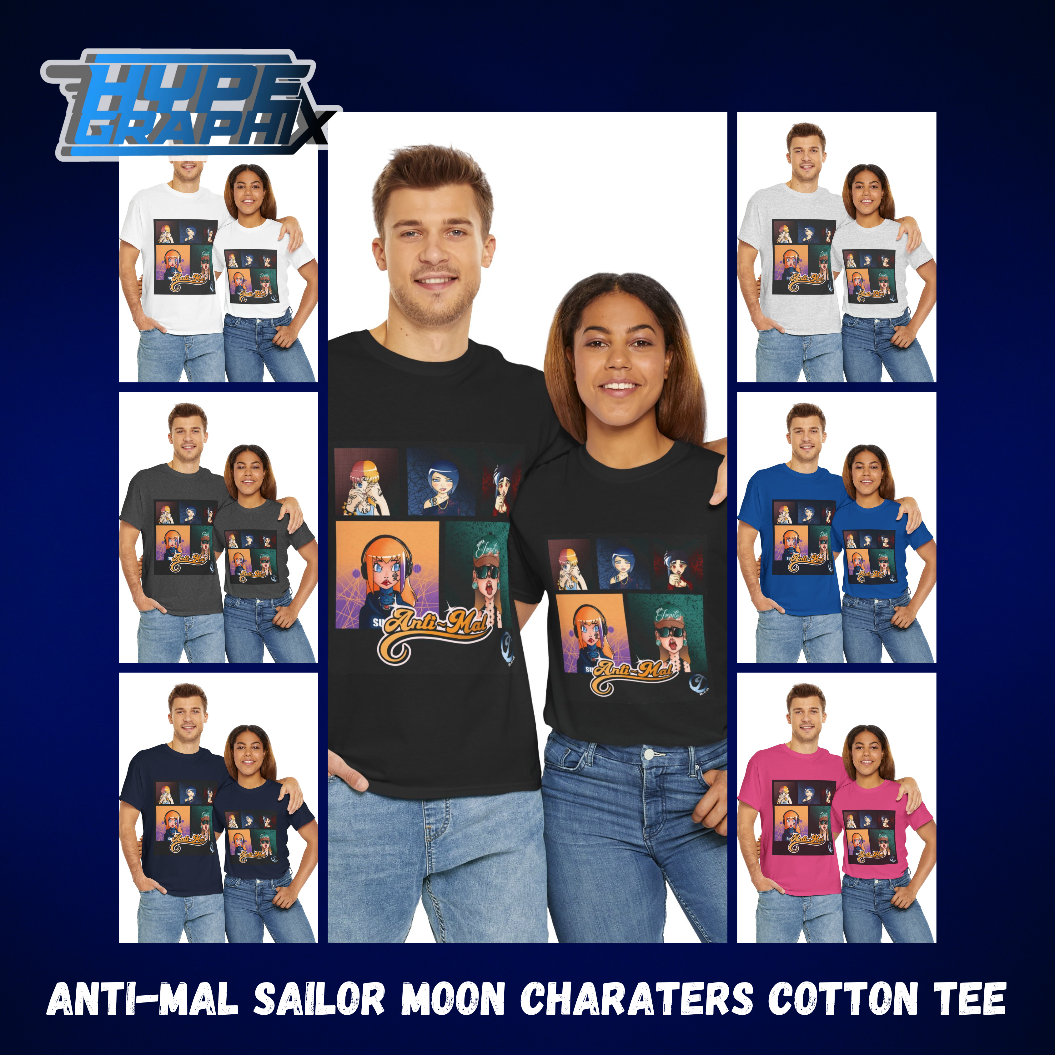 Anti-Mal Sailormoon Characters Unisex Heavy Cotton Tee product thumbnail image