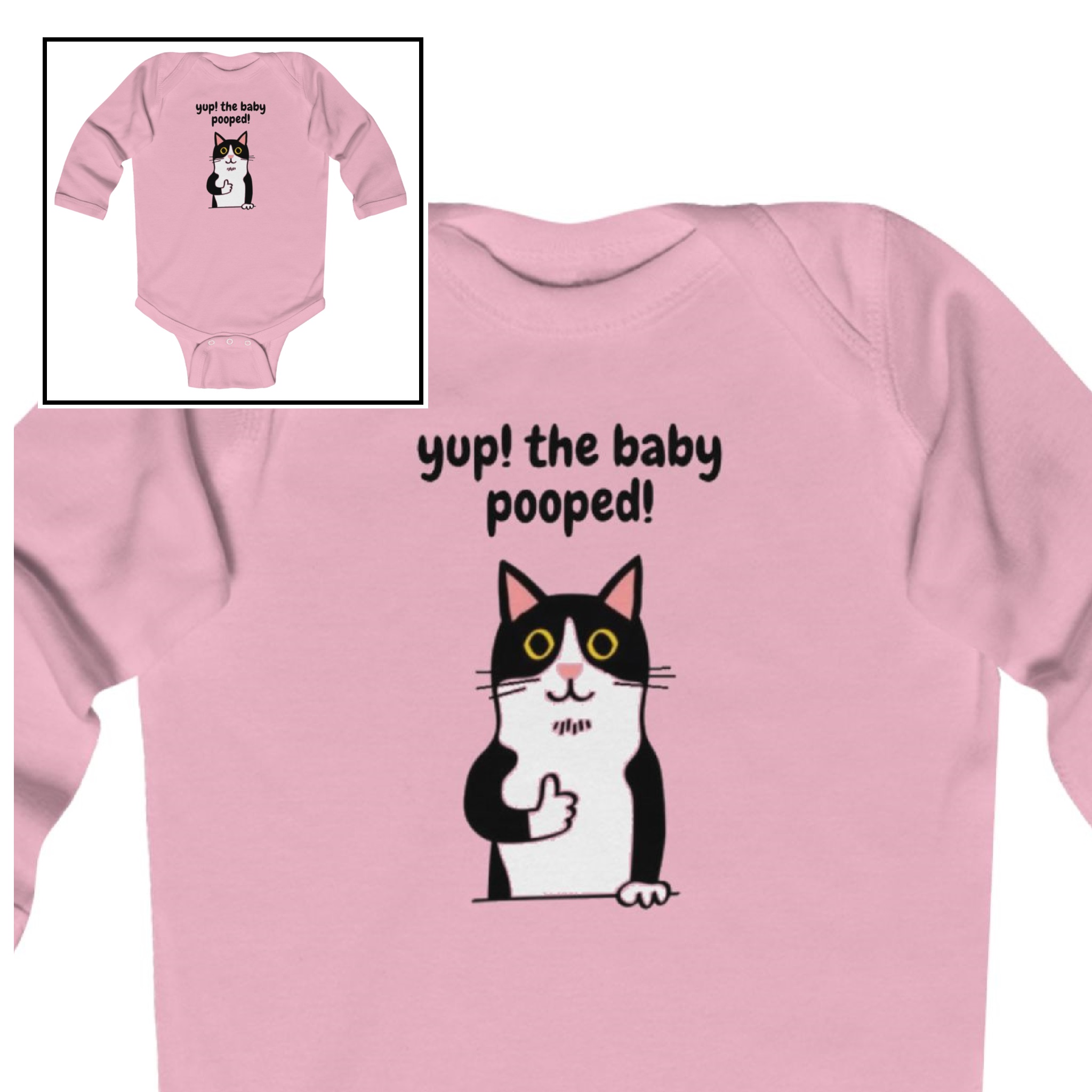 Long Sleeve Bodysuit (Cat) "Yup! The Baby Pooped!" product thumbnail image