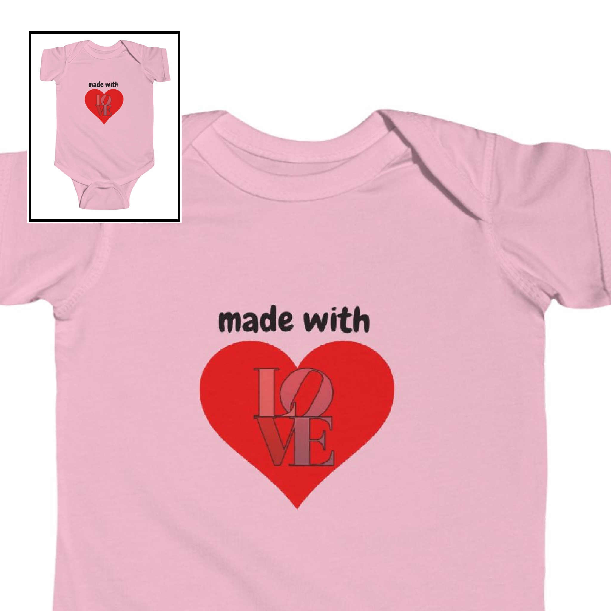 Infant Bodysuit-"Made with Love" product thumbnail image Infant Bodysuit-"Made with Love" product thumbnail image
