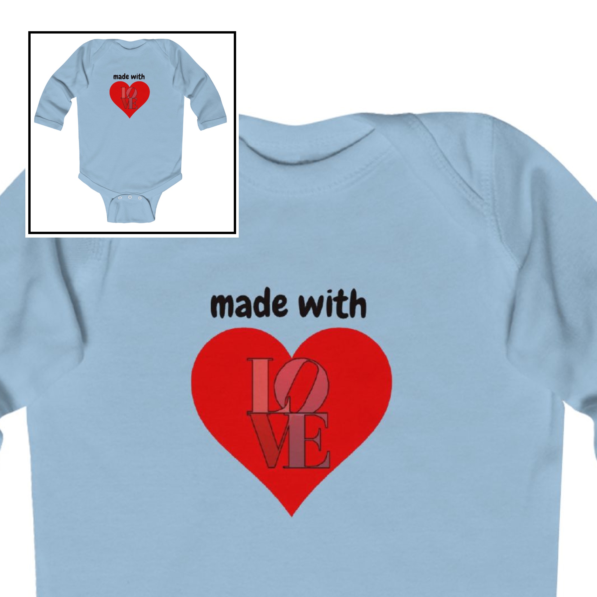 Long Sleeve Bodysuit-"Made with Love" product thumbnail image