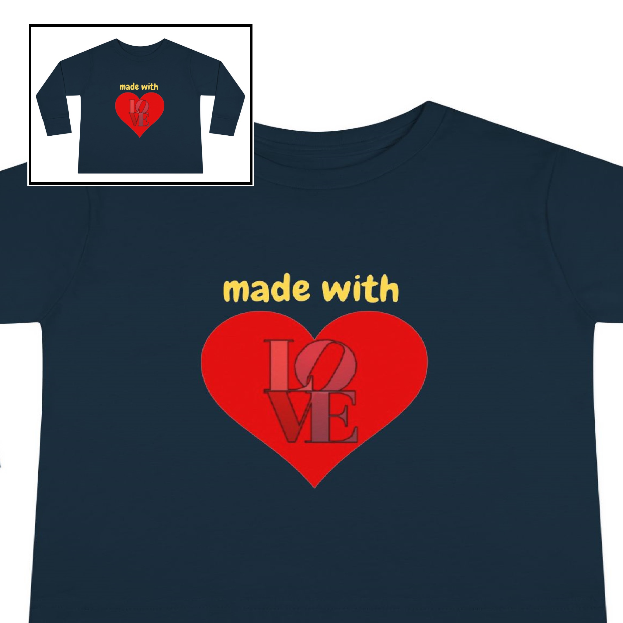 Toddler Long Sleeve Tee-"Made with Love" product thumbnail image