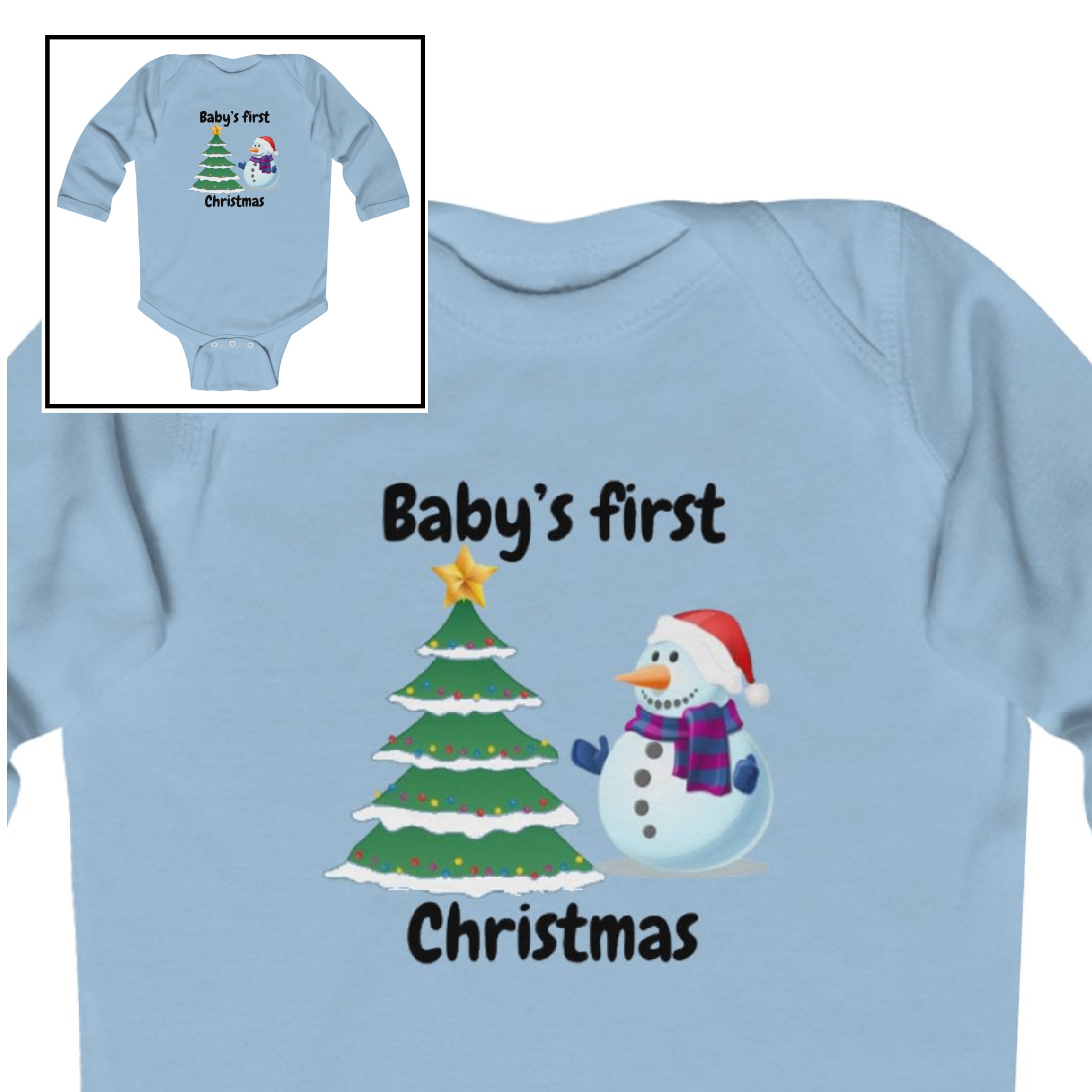 Long Sleeve Bodysuit-"Baby's First Christmas" product thumbnail image Long Sleeve Bodysuit-"Baby's First Christmas" product thumbnail image