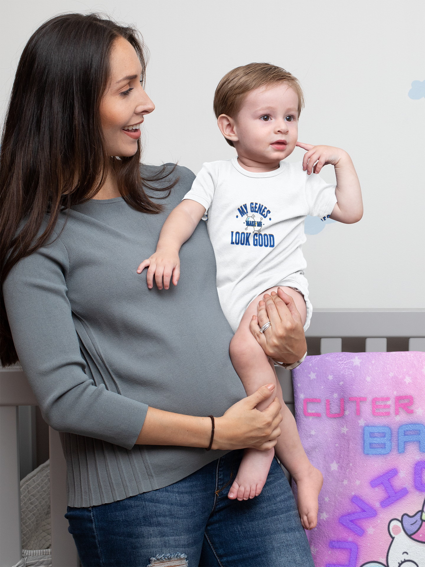 Funny Baby Onesies, My Genes Make Me Look Good, Cute Baby Onesie from 0-24 Months, Onesies for Boys and Girls, Cute Baby Shower Gift product thumbnail image Funny Baby Onesies, My Genes Make Me Look Good, Cute Baby Onesie from 0-24 Months, Onesies for Boys and Girls, Cute Baby Shower Gift product thumbnail image