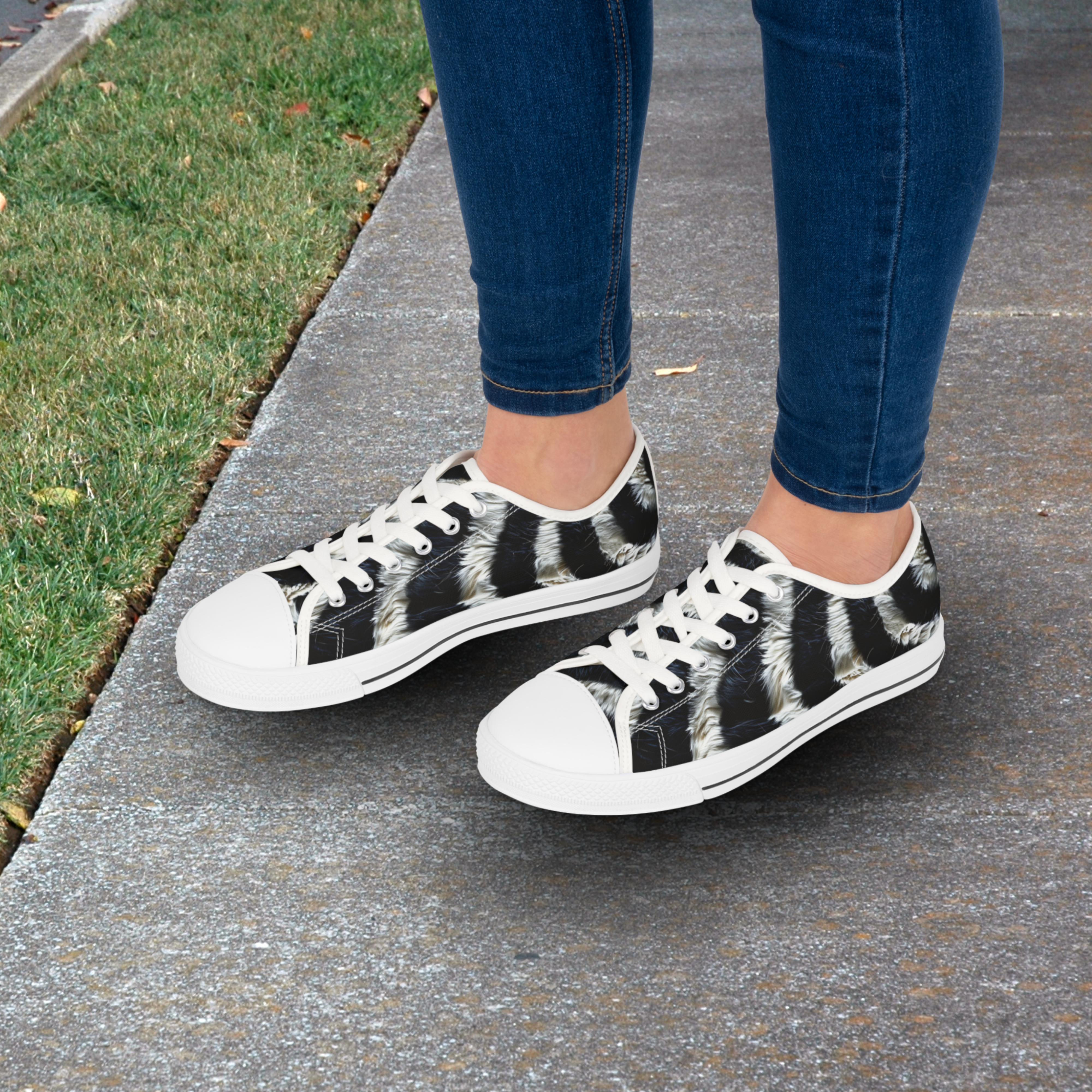 Zebra Fur Print Sneakers
