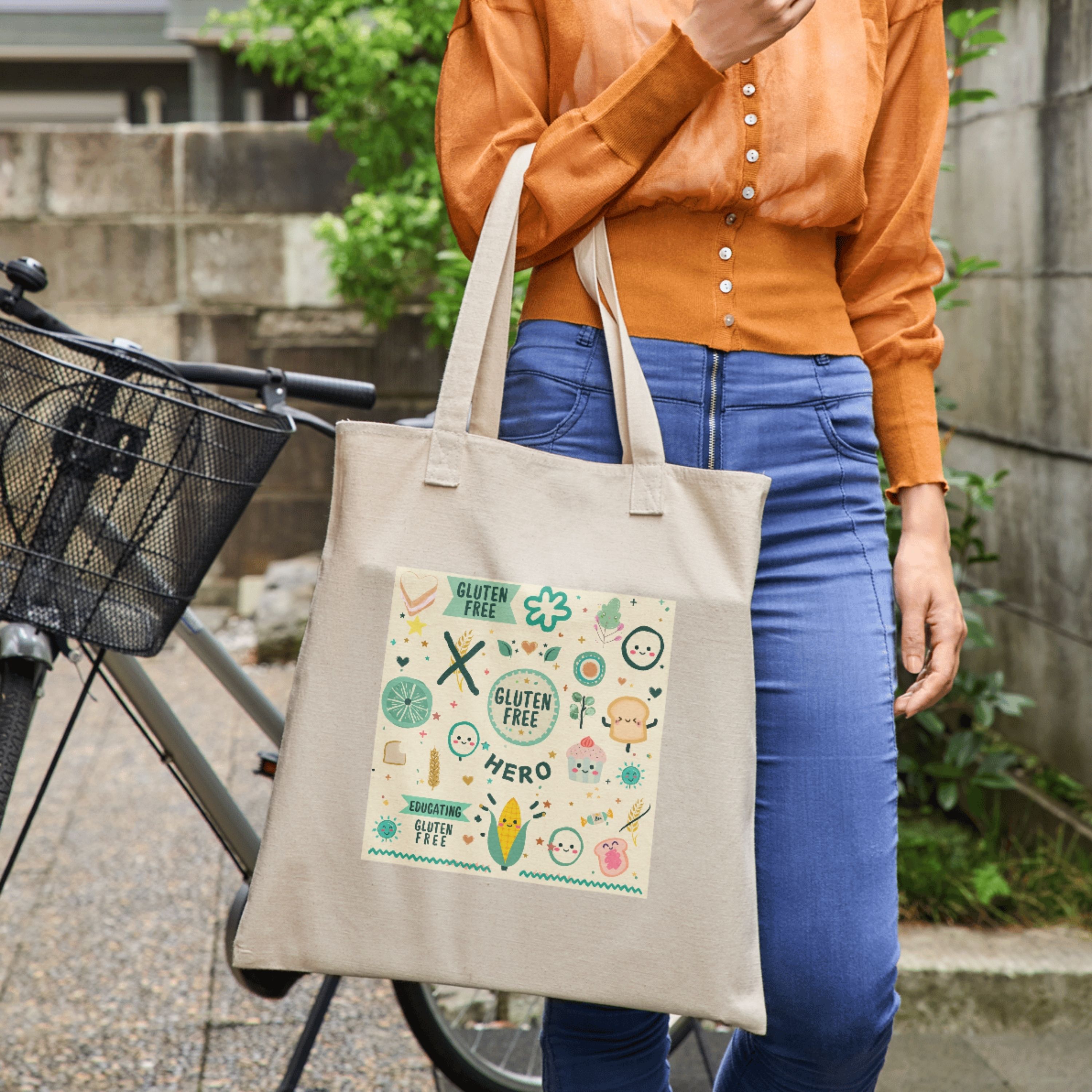 Canvas Tote Bag with GLUTEN FREE HERO design