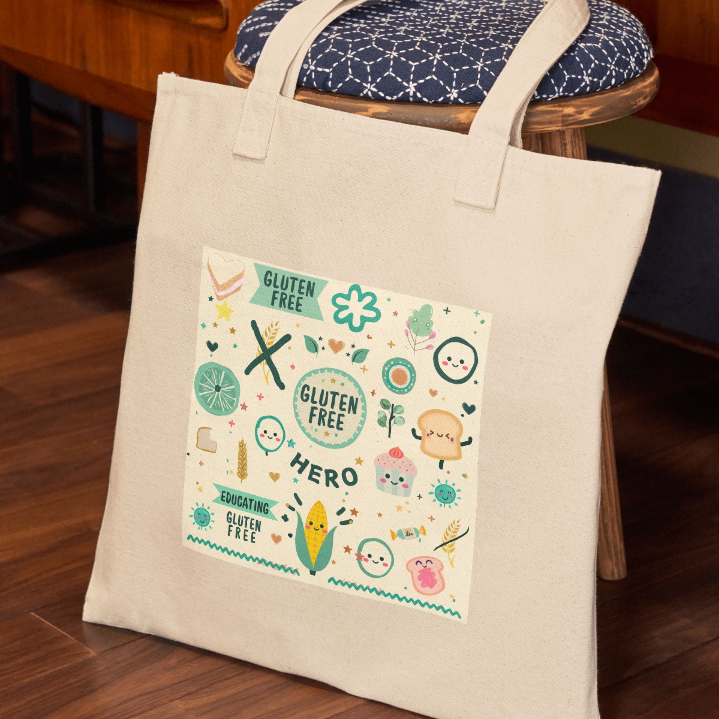 Canvas Tote Bag with GLUTEN FREE HERO design product thumbnail image