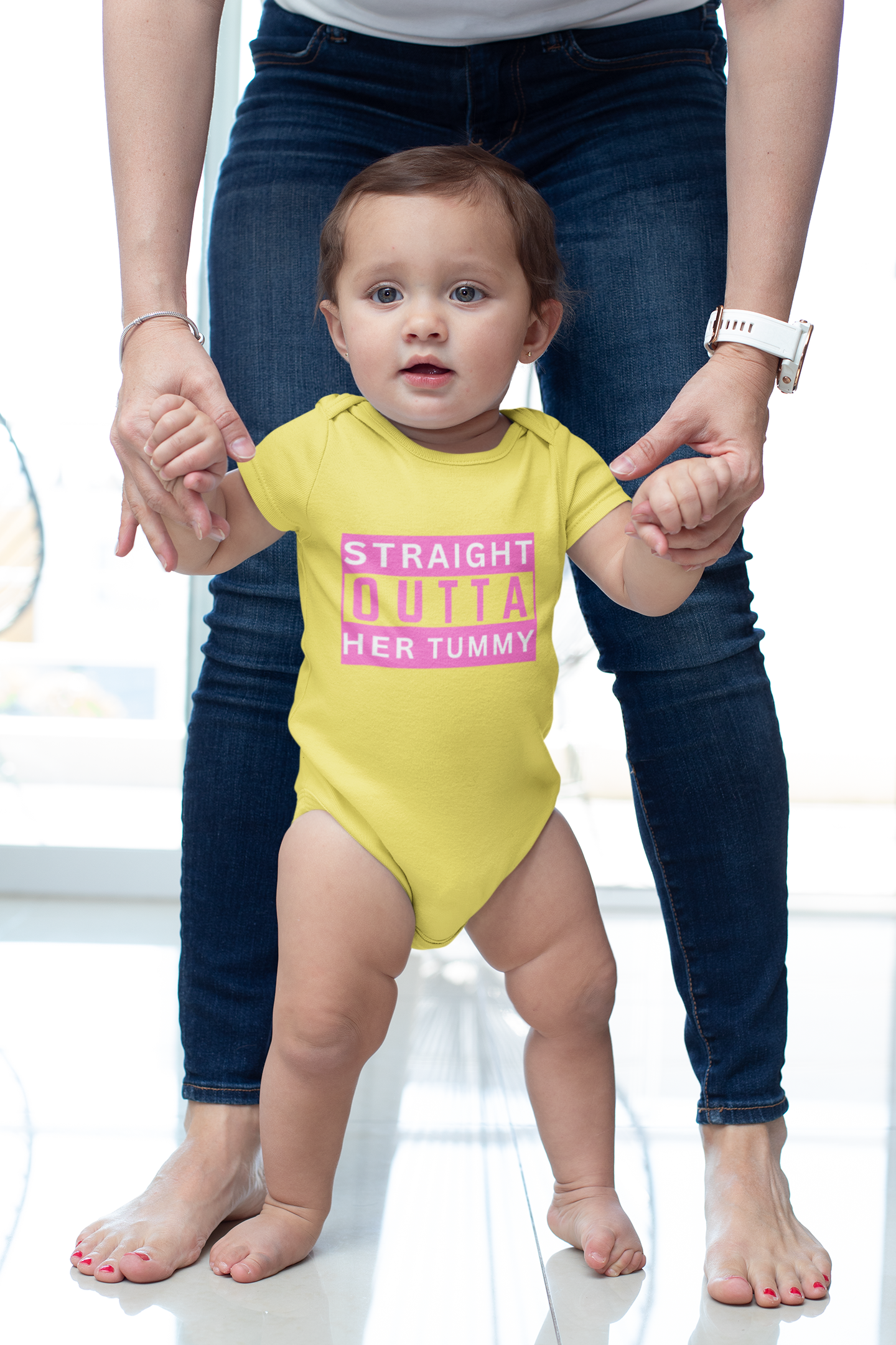 Straight Outta Her Tummy Infant Girls Fine Jersey Bodysuit, Funny Baby Onesies, Cute Baby Girl Onesie from 0-24 Months, Onesies for Girls, Cute Baby Shower Gift product thumbnail image Straight Outta Her Tummy Infant Girls Fine Jersey Bodysuit, Funny Baby Onesies, Cute Baby Girl Onesie from 0-24 Months, Onesies for Girls, Cute Baby Shower Gift product thumbnail image
