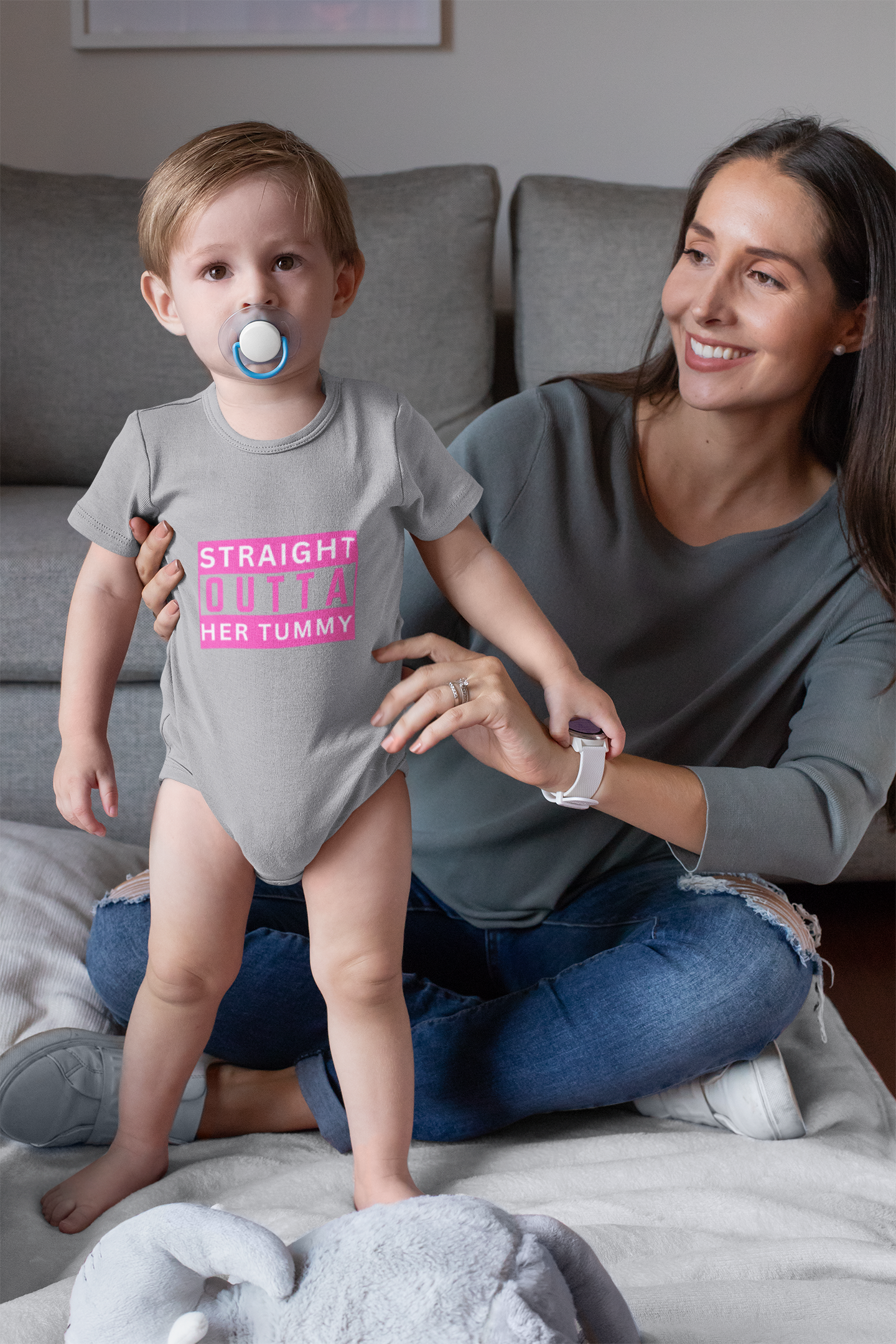 Straight Outta Her Tummy Infant Girls Fine Jersey Bodysuit, Funny Baby Onesies, Cute Baby Girl Onesie from 0-24 Months, Onesies for Girls, Cute Baby Shower Gift product thumbnail image Straight Outta Her Tummy Infant Girls Fine Jersey Bodysuit, Funny Baby Onesies, Cute Baby Girl Onesie from 0-24 Months, Onesies for Girls, Cute Baby Shower Gift product thumbnail image
