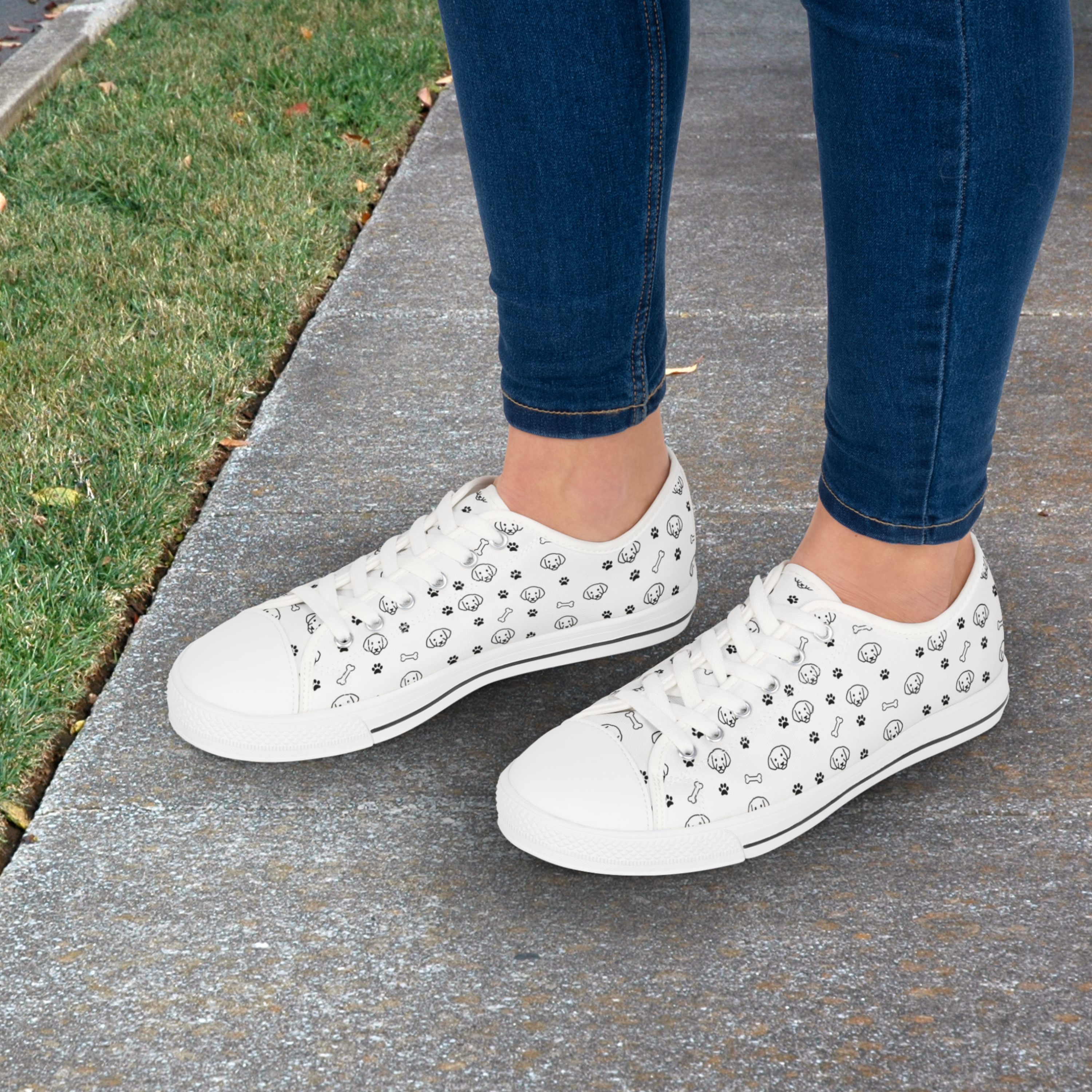 Dog Lover Sneakers with Face, Paws, and Bones Design product thumbnail image