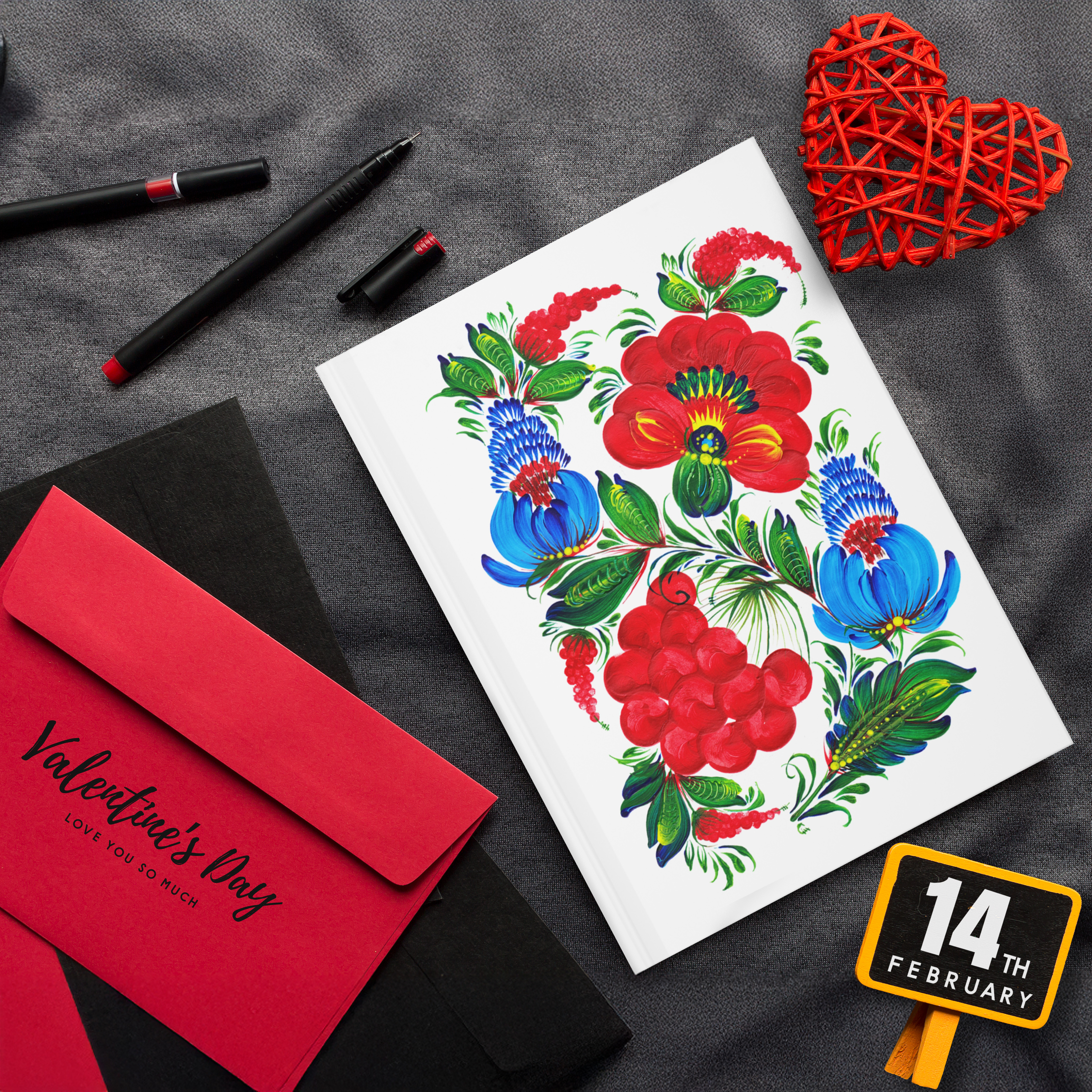 Kalyna Journal – Vibrant Red and Blue Floral Ukrainian Design Notebook for Writing & Inspiration, Hardcover Journal Matte product thumbnail image Kalyna Journal – Vibrant Red and Blue Floral Ukrainian Design Notebook for Writing & Inspiration, Hardcover Journal Matte product thumbnail image