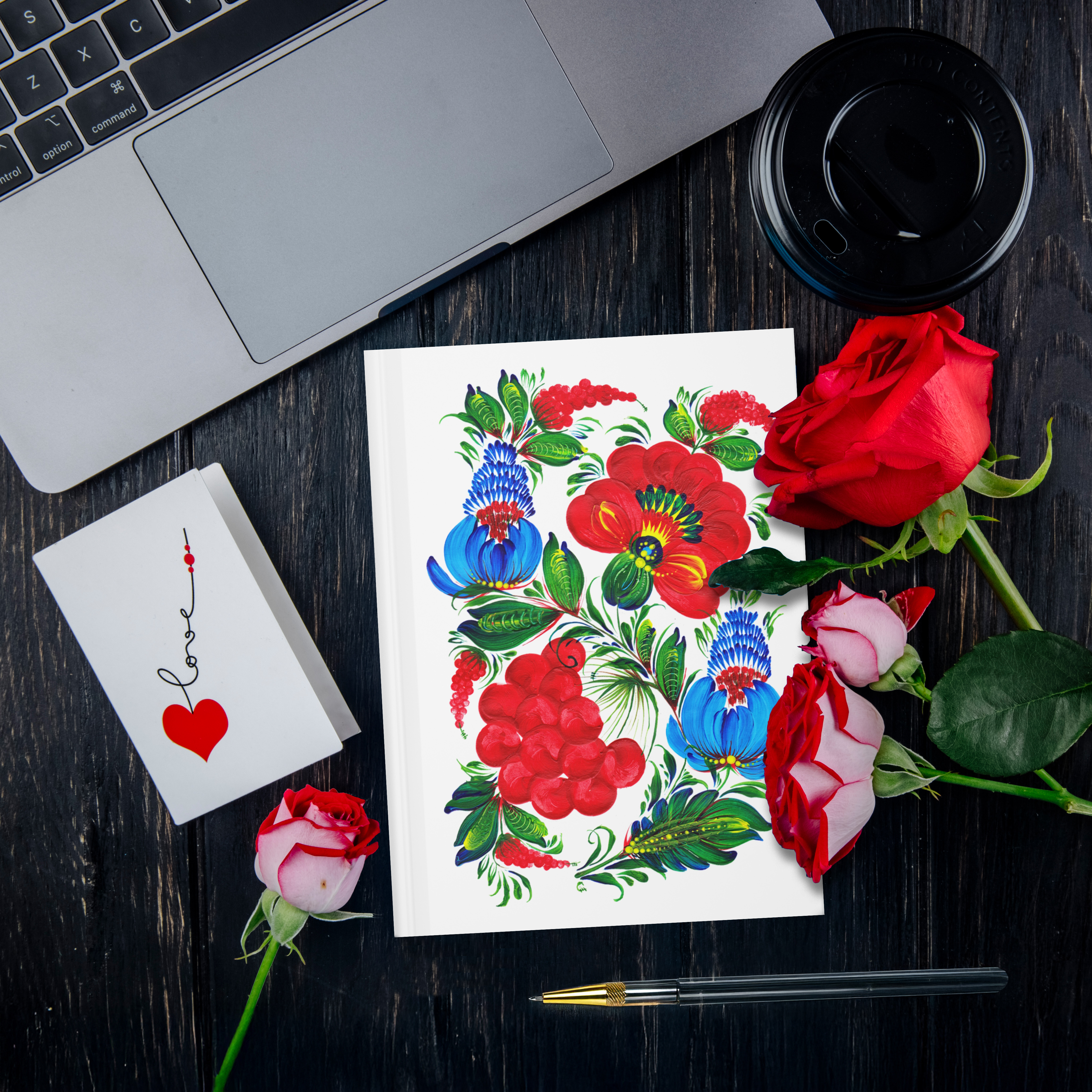 Kalyna Journal – Vibrant Red and Blue Floral Ukrainian Design Notebook for Writing & Inspiration, Hardcover Journal Matte product thumbnail image Kalyna Journal – Vibrant Red and Blue Floral Ukrainian Design Notebook for Writing & Inspiration, Hardcover Journal Matte product thumbnail image