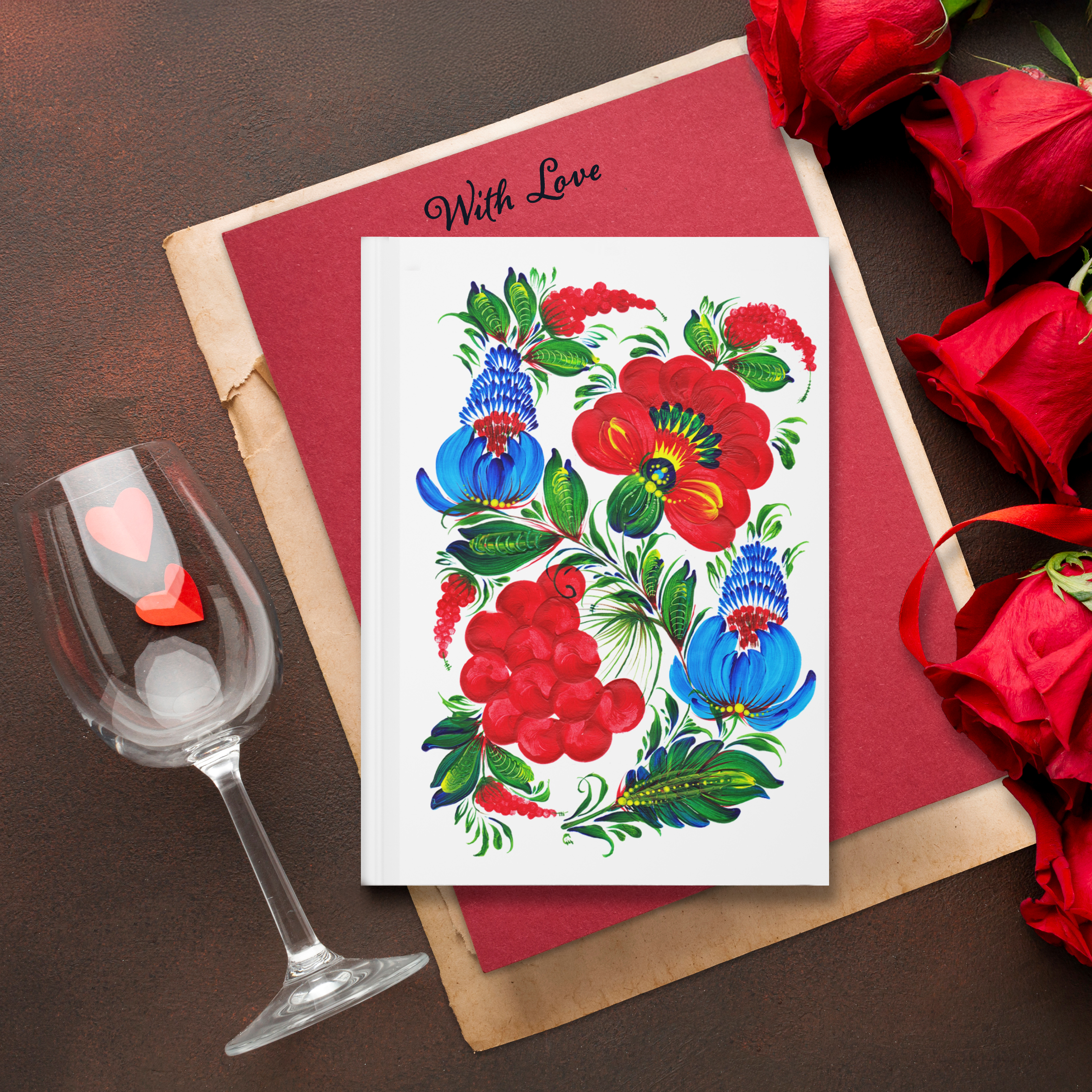 Kalyna Journal – Vibrant Red and Blue Floral Ukrainian Design Notebook for Writing & Inspiration, Hardcover Journal Matte product thumbnail image Kalyna Journal – Vibrant Red and Blue Floral Ukrainian Design Notebook for Writing & Inspiration, Hardcover Journal Matte product thumbnail image