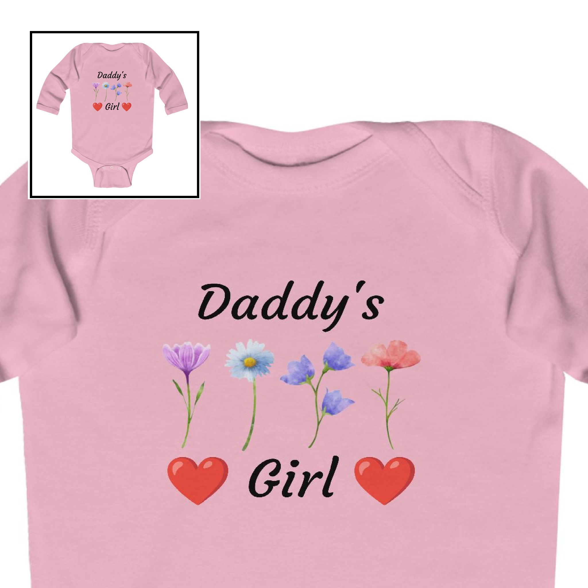 Long Sleeve Bodysuit-“Daddy's Girl” product thumbnail image Long Sleeve Bodysuit-“Daddy's Girl” product thumbnail image