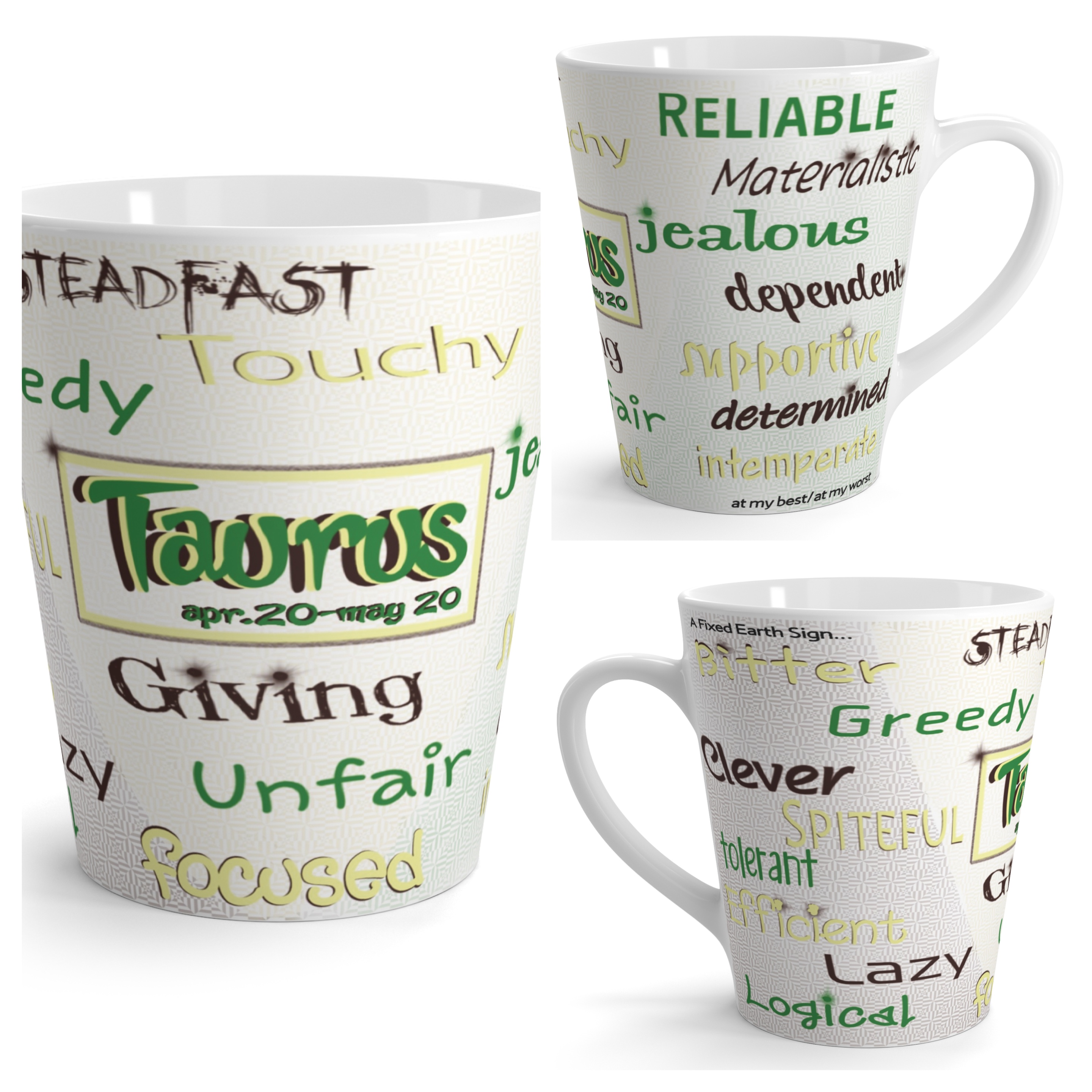 Taurus Traits Latte Mug 12oz Taurus Traits Latte Mug 12oz