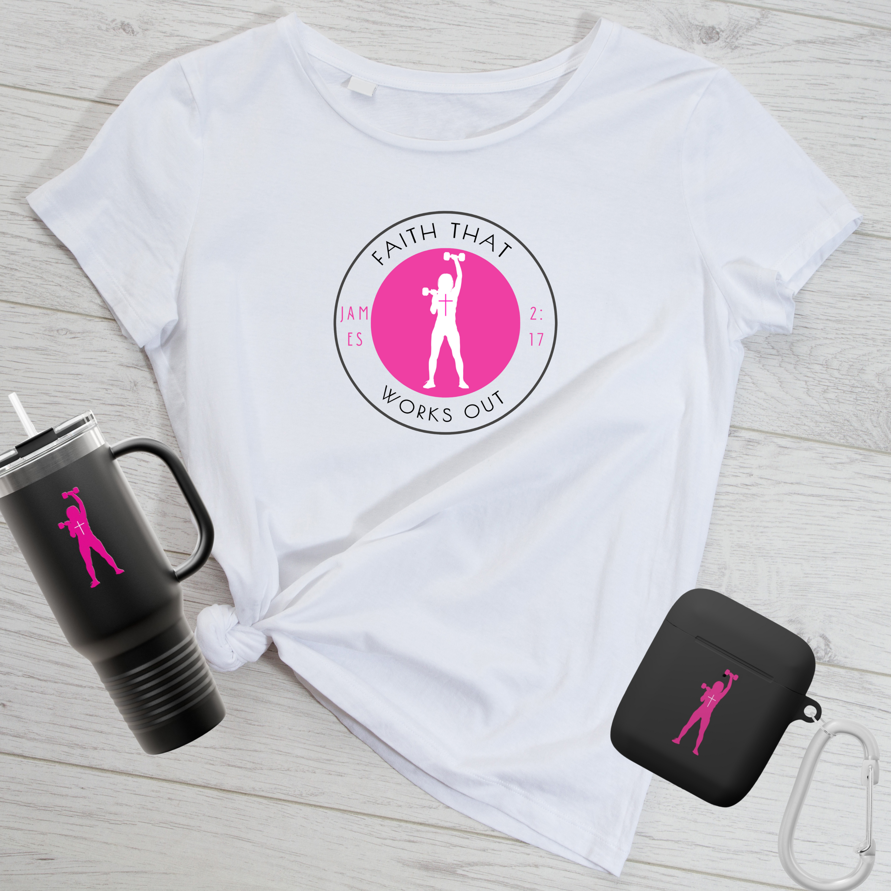 Christian Gym T-Shirt for Women, Faith and Fitness, Graphic workout tee product thumbnail image Christian Gym T-Shirt for Women, Faith and Fitness, Graphic workout tee product thumbnail image