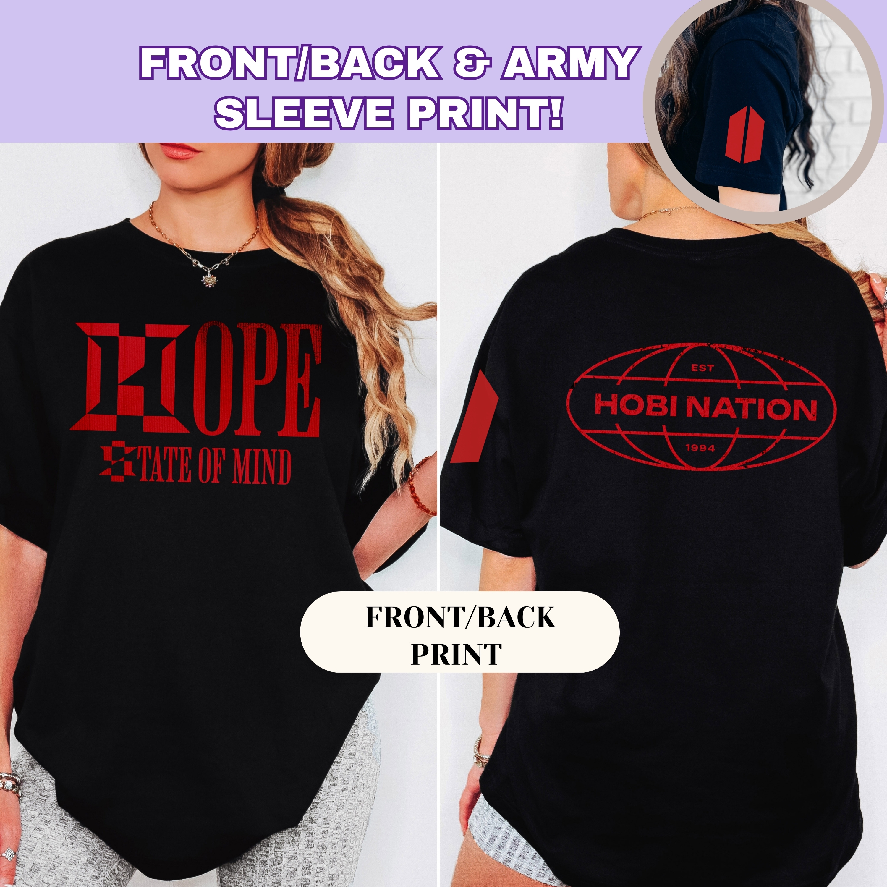 HOBI Solo Tour Unisex Shirt with Front/Back and SLEEVE Print, Designed for Army by Army