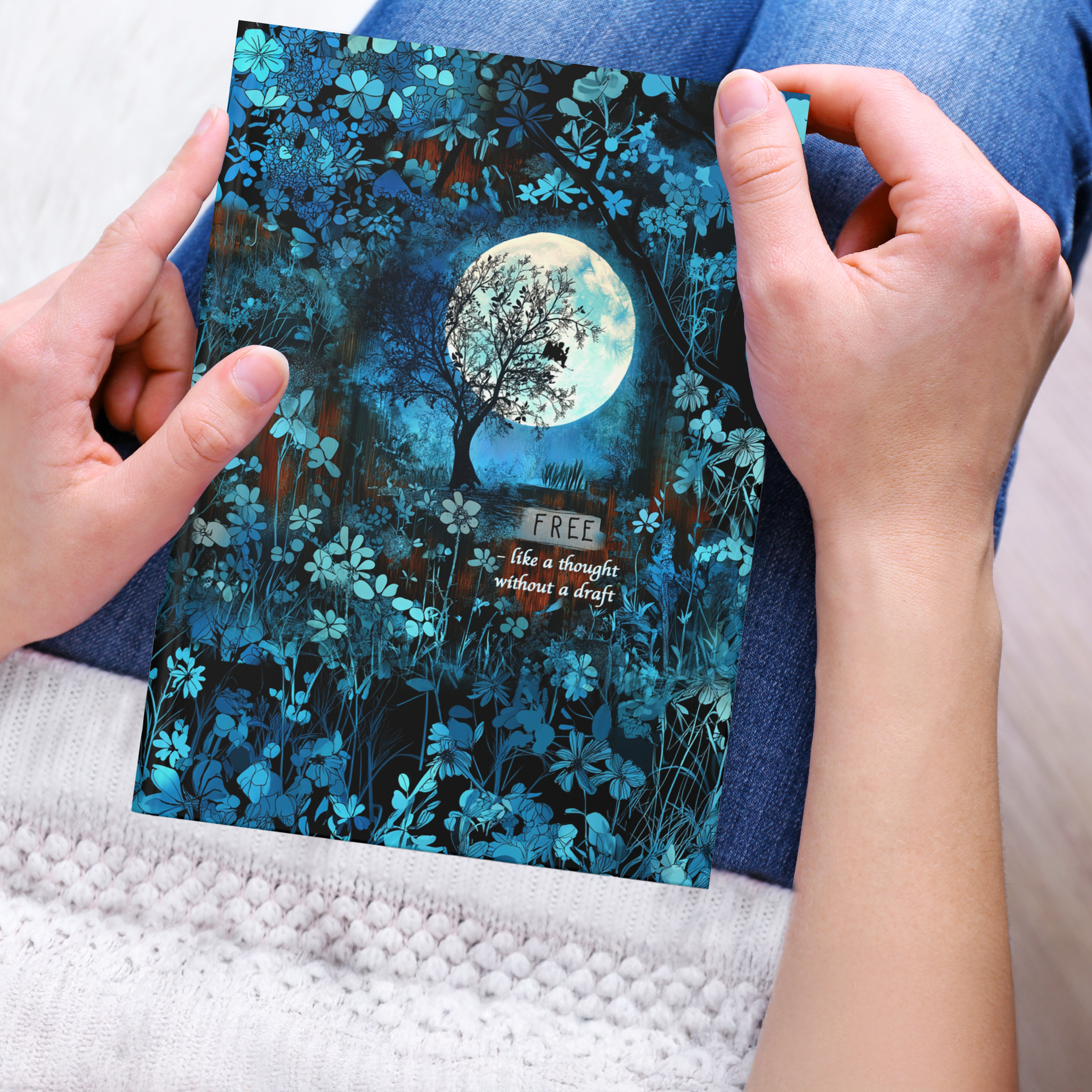 Freedom Within: Midnight Hardcover Journal Matte – Blue Moon & Tree Design Hardcover Journal, Free like a thought without a draft product thumbnail image Freedom Within: Midnight Hardcover Journal Matte – Blue Moon & Tree Design Hardcover Journal, Free like a thought without a draft product thumbnail image
