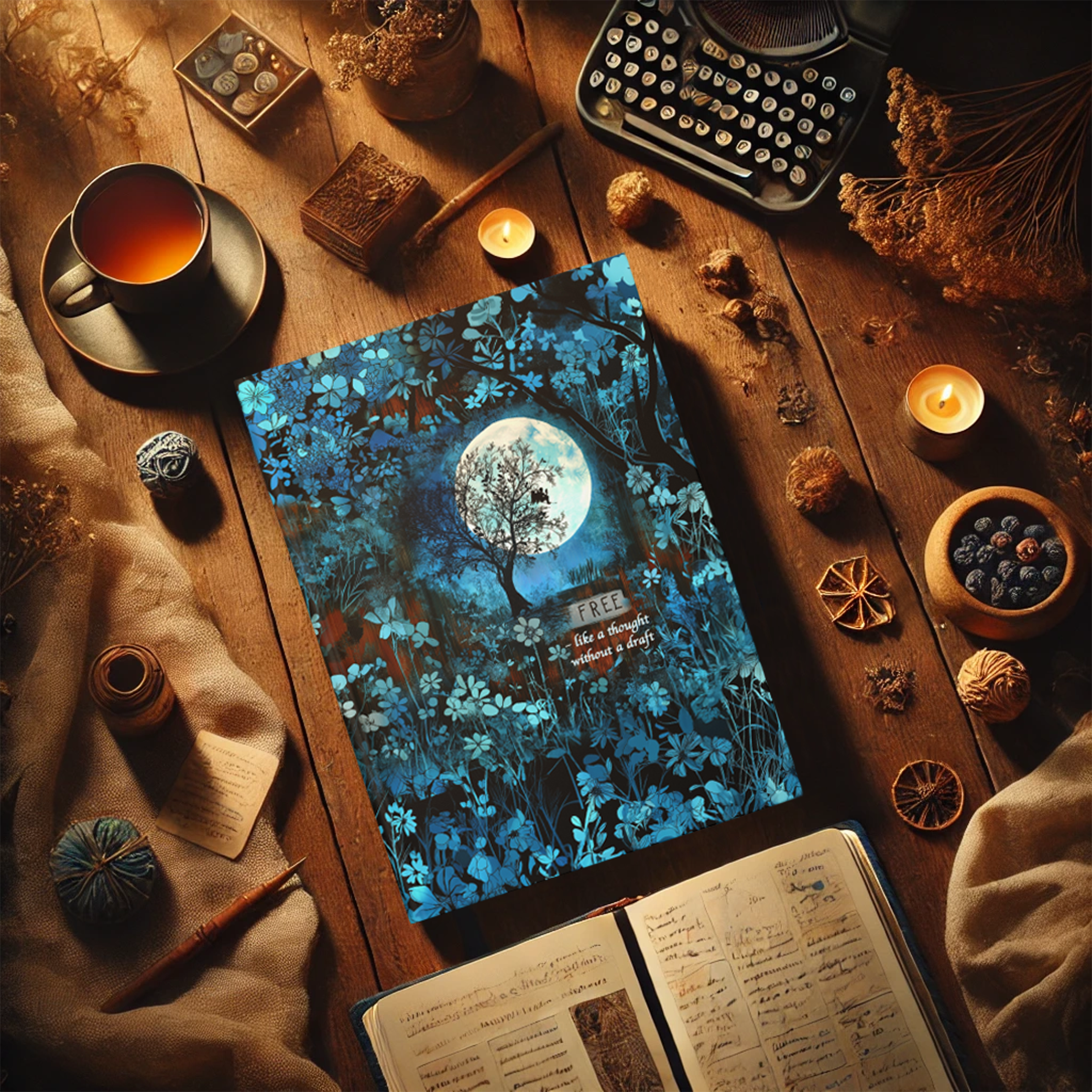 Freedom Within: Midnight Hardcover Journal Matte – Blue Moon & Tree Design Hardcover Journal, Free like a thought without a draft product thumbnail image Freedom Within: Midnight Hardcover Journal Matte – Blue Moon & Tree Design Hardcover Journal, Free like a thought without a draft product thumbnail image