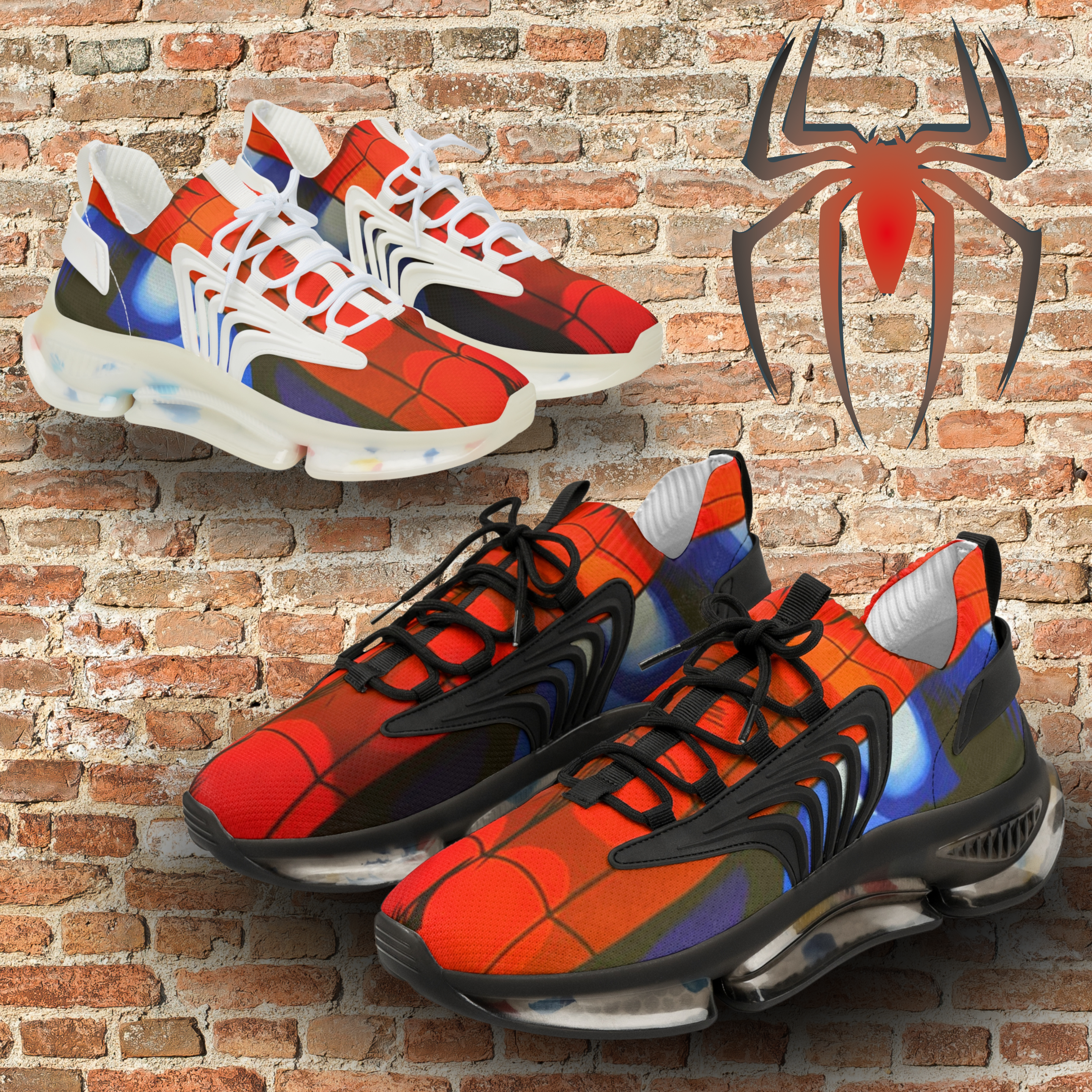 Men's Mesh Spidey Sneakers - Vibrant Animation Style Design