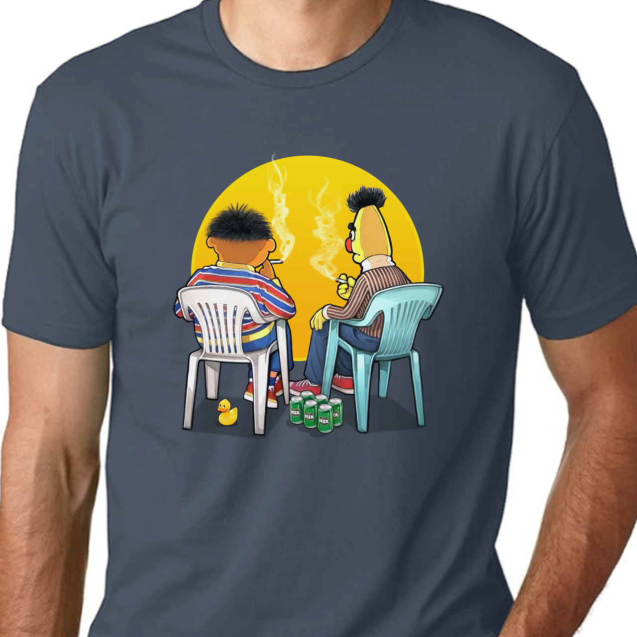 Ernie & Bert Dark Days on Sesame Street Unisex Cotton Crew Tee product thumbnail image Ernie & Bert Dark Days on Sesame Street Unisex Cotton Crew Tee product thumbnail image