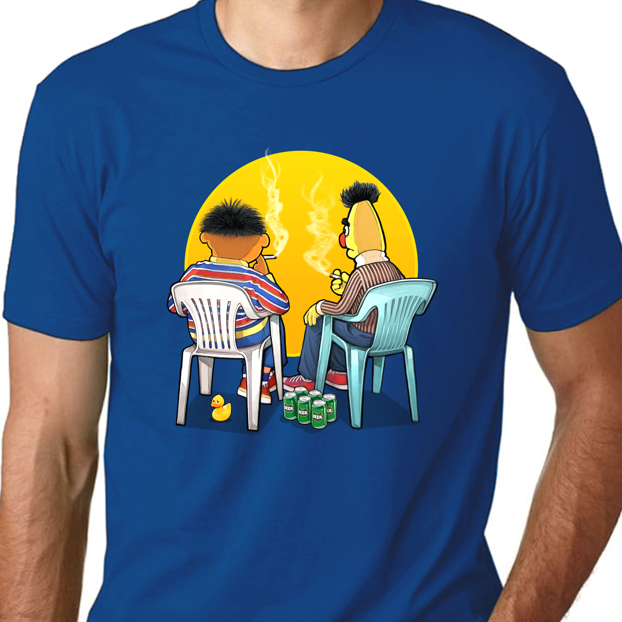 Ernie & Bert Dark Days on Sesame Street Unisex Cotton Crew Tee product thumbnail image Ernie & Bert Dark Days on Sesame Street Unisex Cotton Crew Tee product thumbnail image