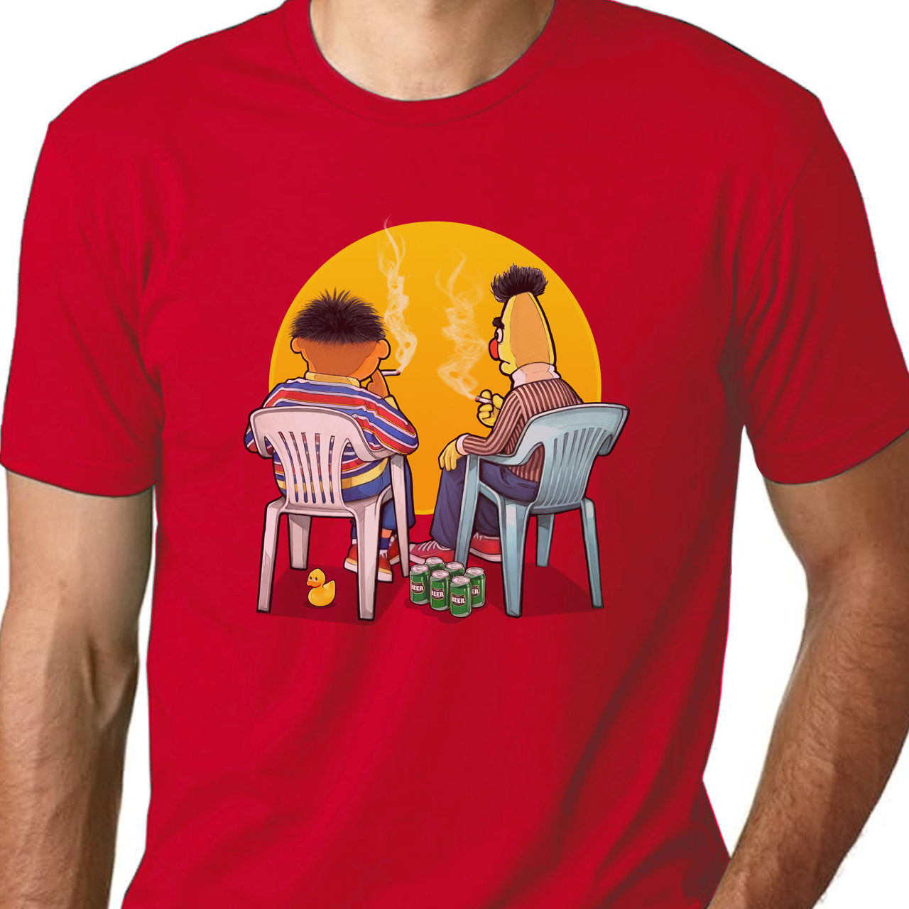 Ernie & Bert Dark Days on Sesame Street Unisex Cotton Crew Tee product thumbnail image Ernie & Bert Dark Days on Sesame Street Unisex Cotton Crew Tee product thumbnail image