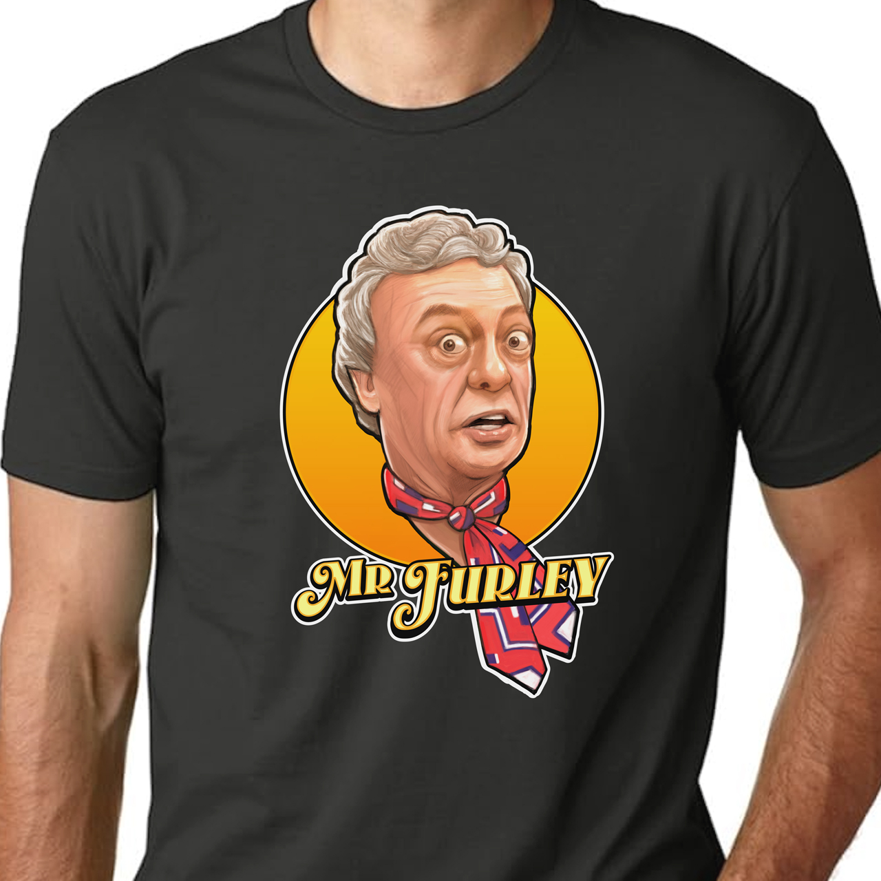 Three's Company Mr Furley Unisex Cotton Crew Tee product thumbnail image Three's Company Mr Furley Unisex Cotton Crew Tee product thumbnail image