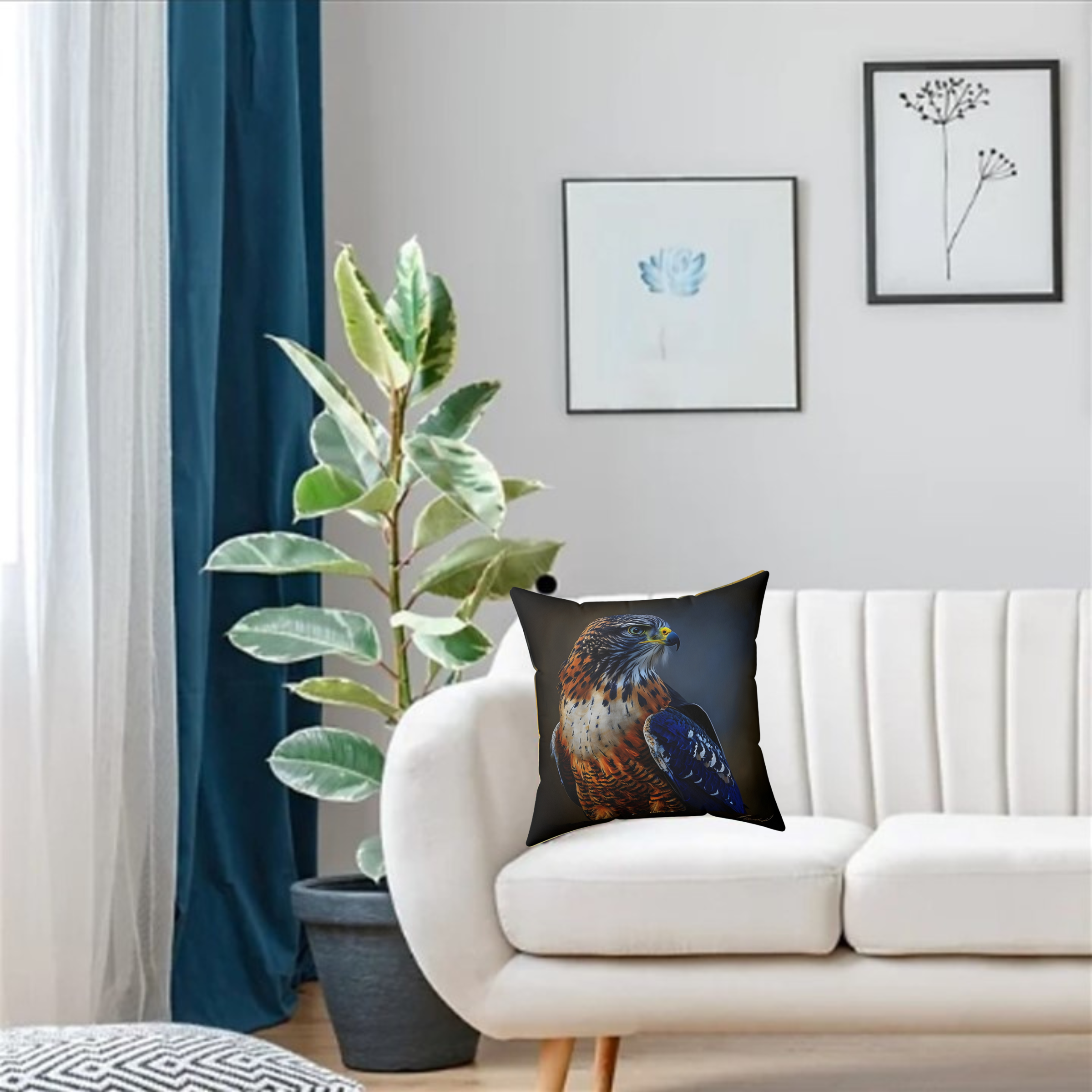 Colorful Hawk Portrait Square Pillow product thumbnail image Colorful Hawk Portrait Square Pillow product thumbnail image