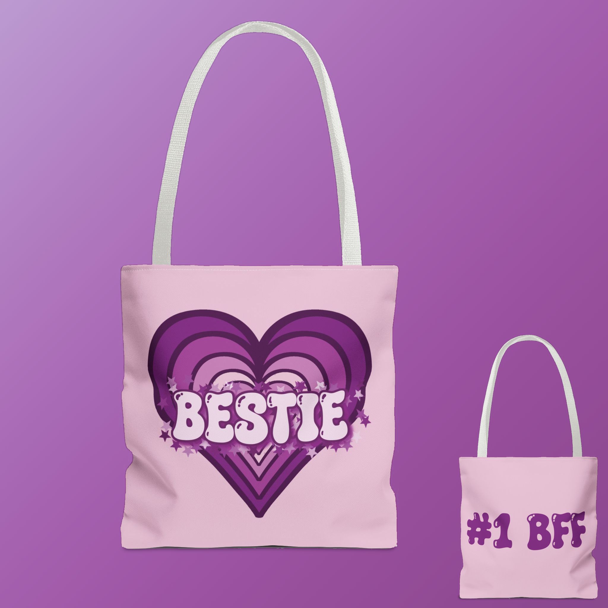 Grape Candy Purple Bestie Heart Tote Bag Grape Candy Purple Bestie Heart Tote Bag
