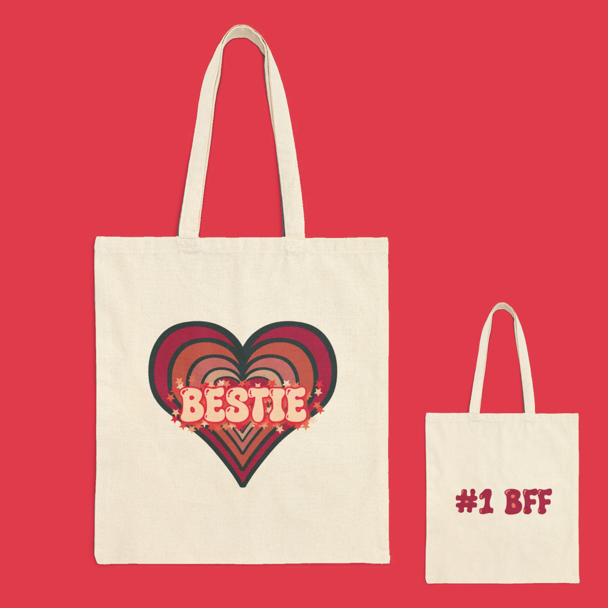 Retro Pink Bestie Canvas Tote Retro Pink Bestie Canvas Tote