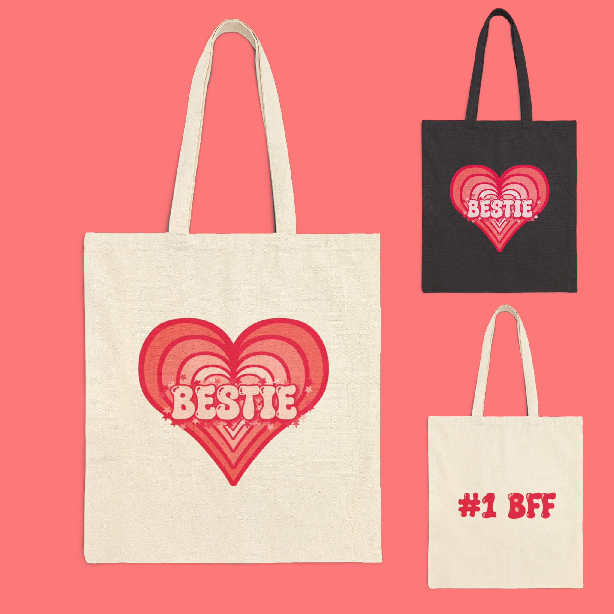 Strawberry Milk Pink Bestie Canvas Tote Strawberry Milk Pink Bestie Canvas Tote