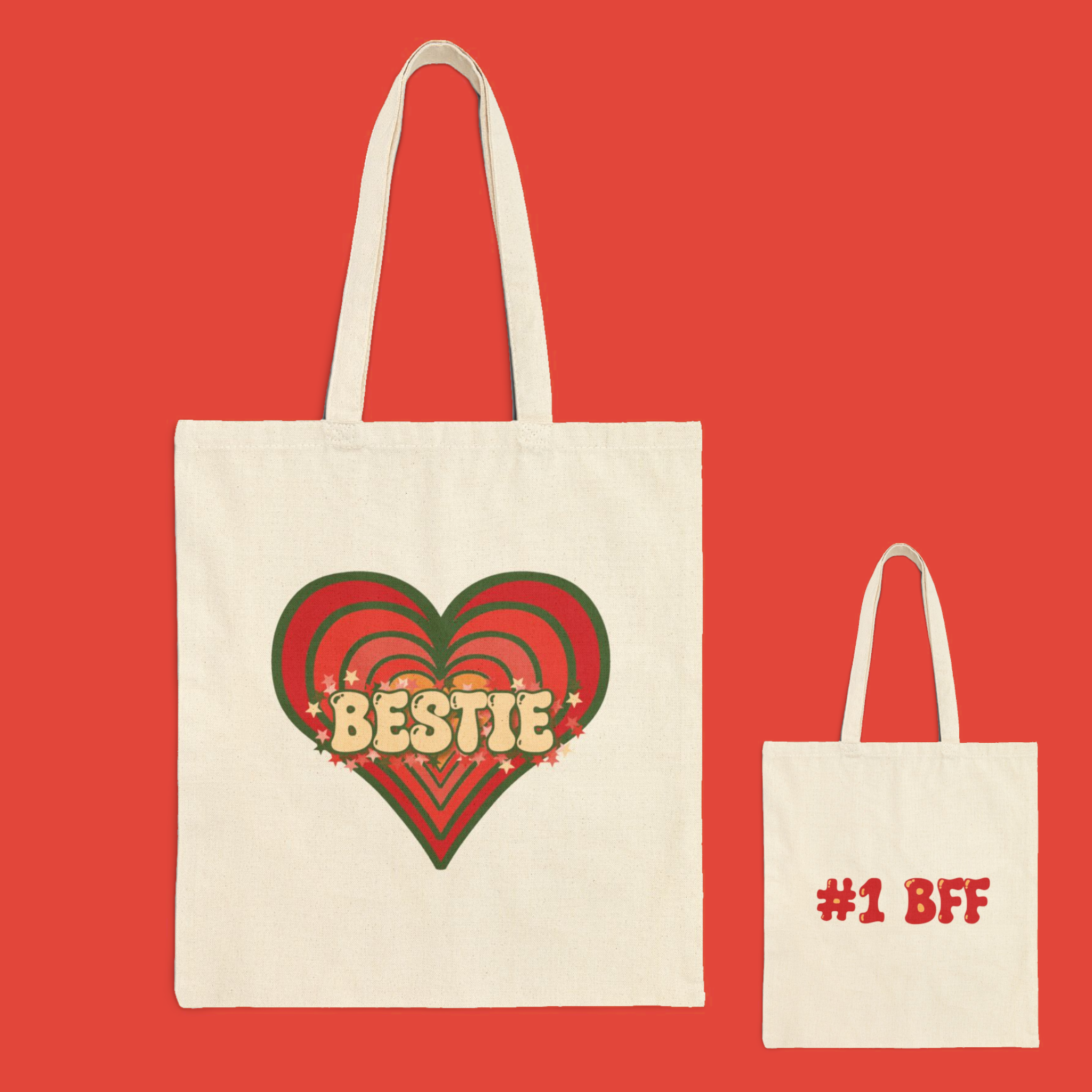 Retro Love Bestie Canvas Tote Retro Love Bestie Canvas Tote
