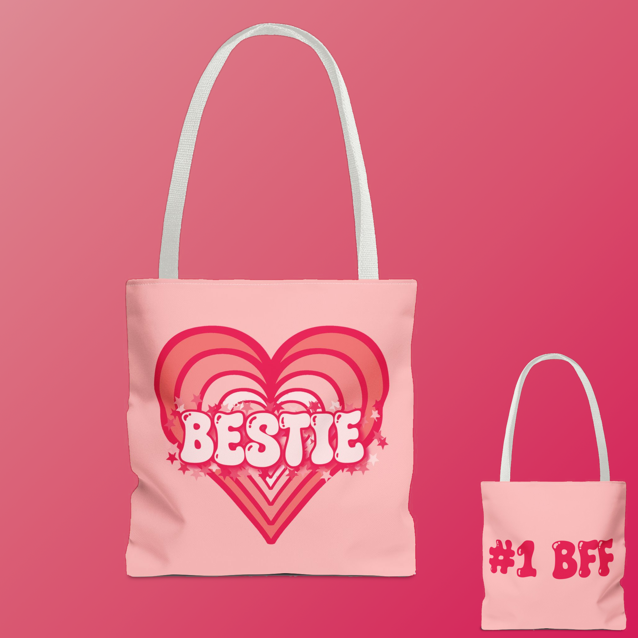 Strawberry Milk Pink Bestie Heart Tote Bag Strawberry Milk Pink Bestie Heart Tote Bag