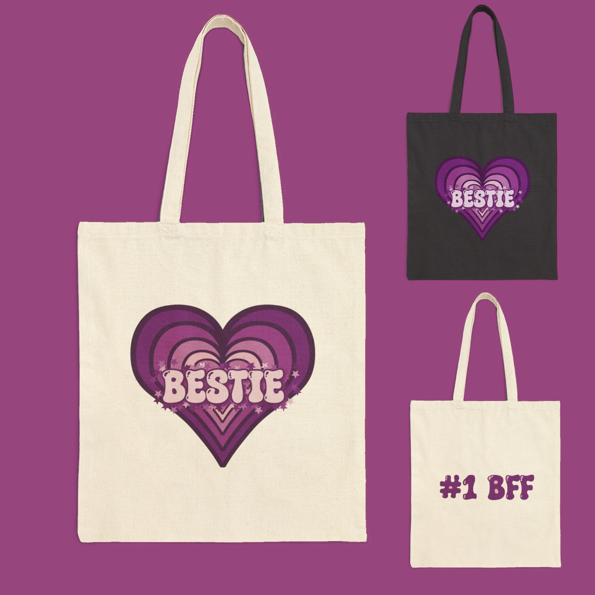 Grape Candy Purple Bestie Canvas Tote Grape Candy Purple Bestie Canvas Tote
