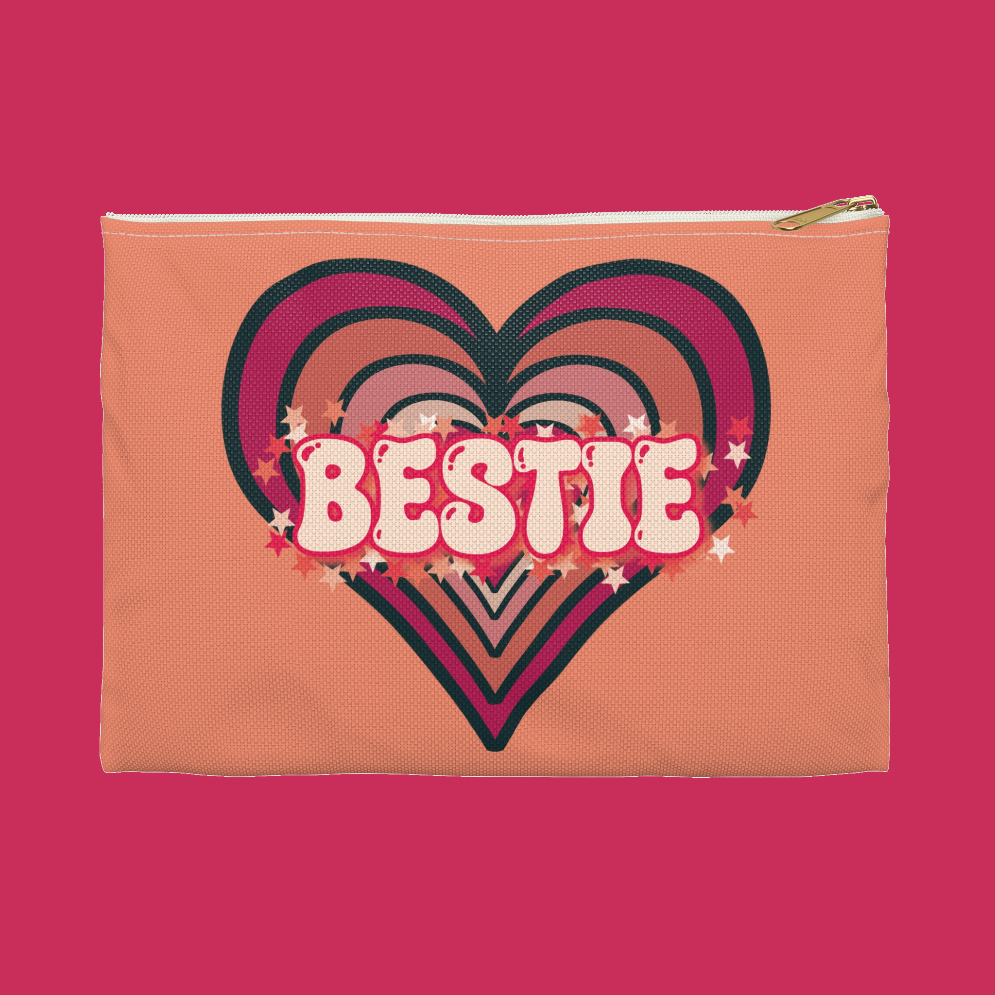 Bestie Retro Pink Heart Pouch Bestie Retro Pink Heart Pouch